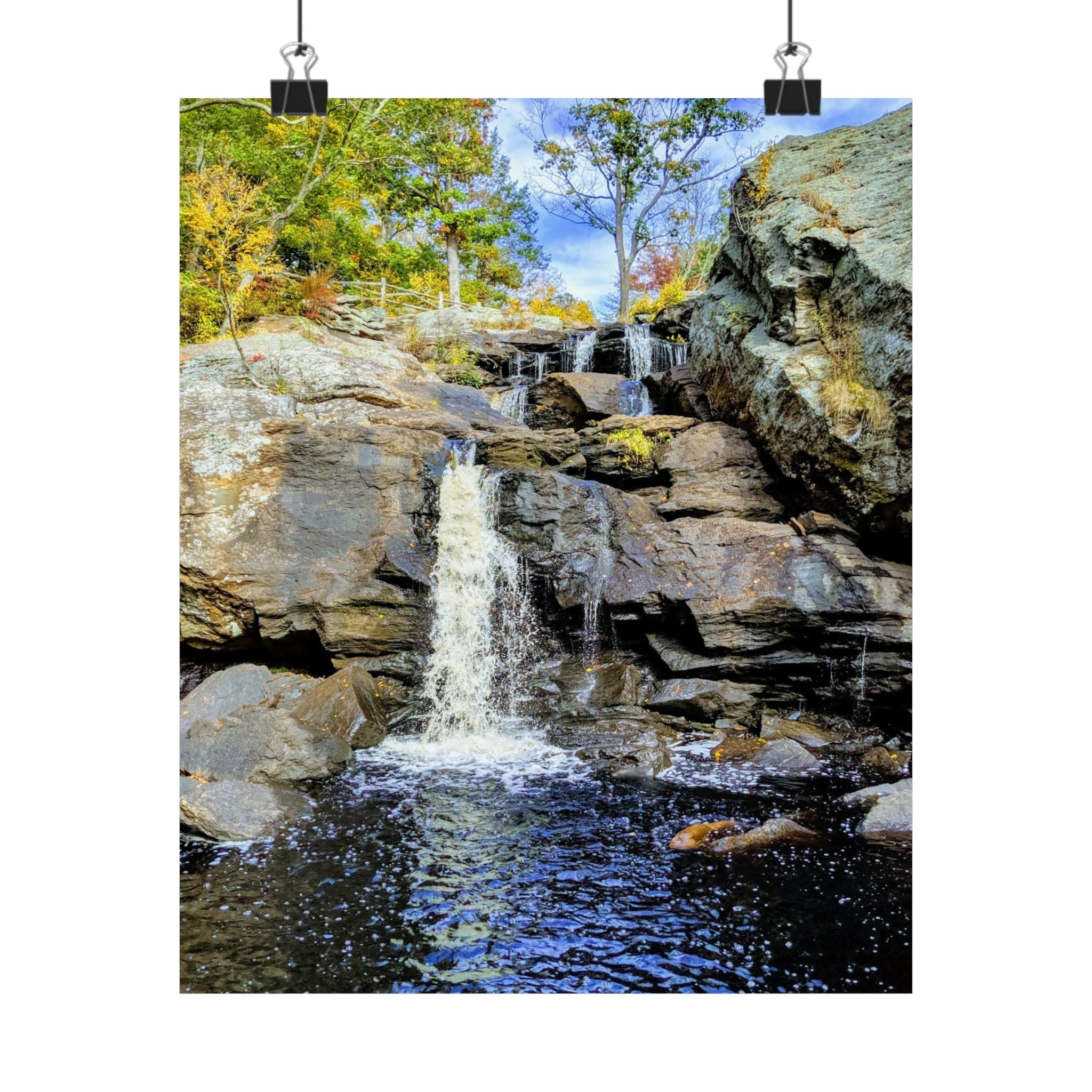 Waterfall Nature Poster — Vertical Matte Landscape Print
