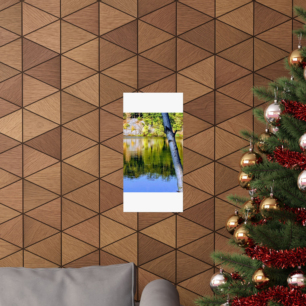 Birch Lake Reflection Matte Poster — Vertical Nature Wall Art