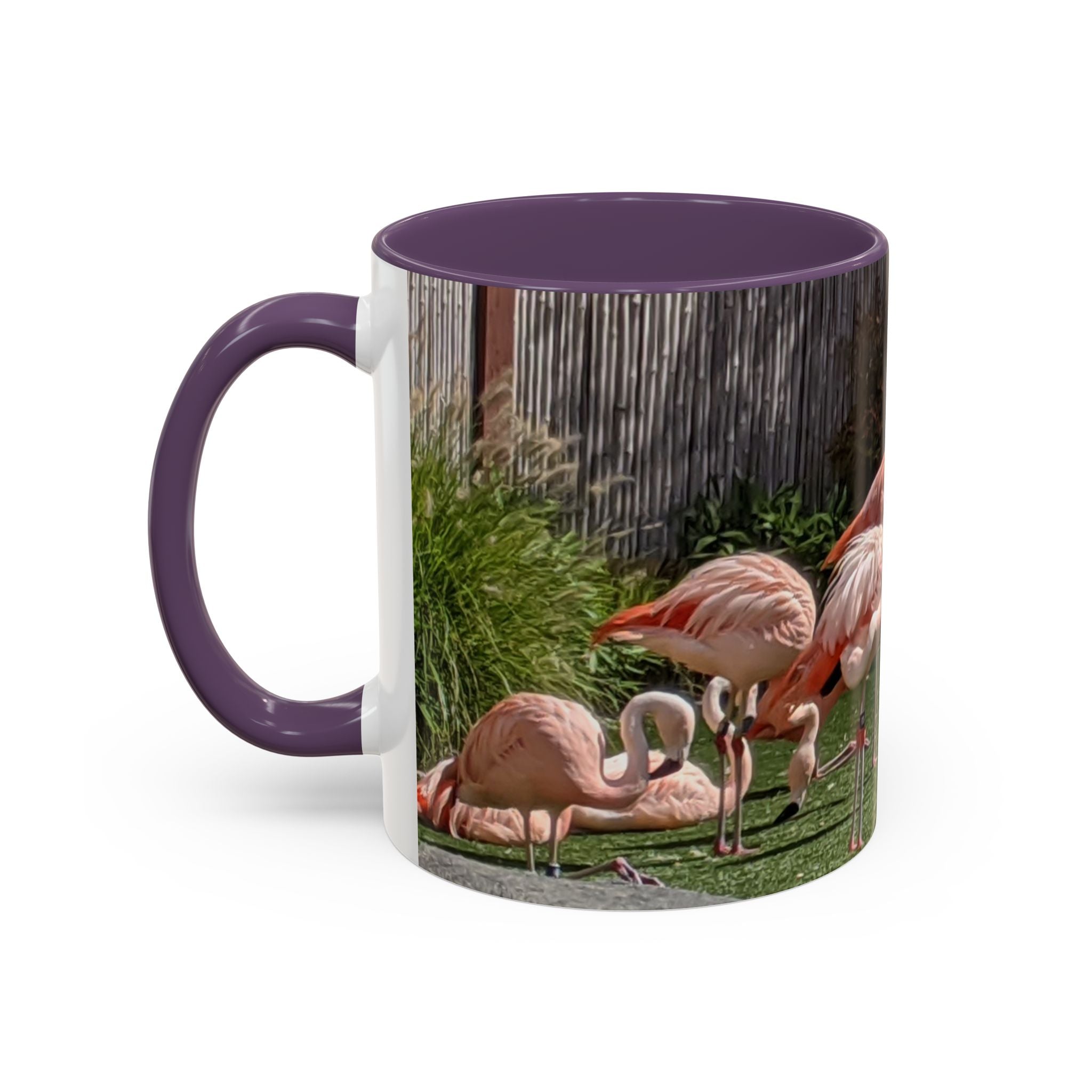 Flamingo Flock Accent Coffee Mug — Tropical Pink Bird Photo (11/15 oz)