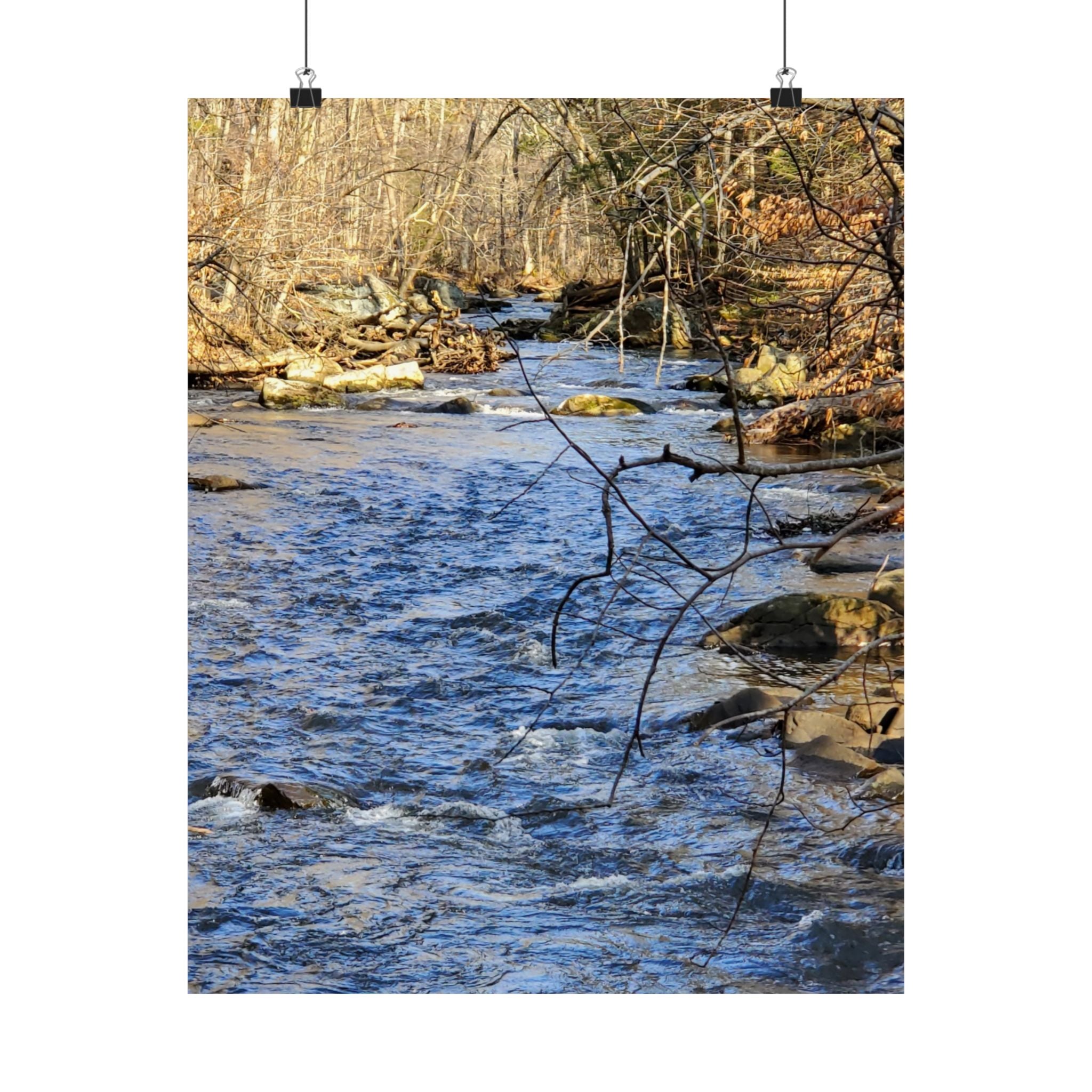 River Stream Nature Poster — Matte Vertical Wall Art for Home & Cabin Décor