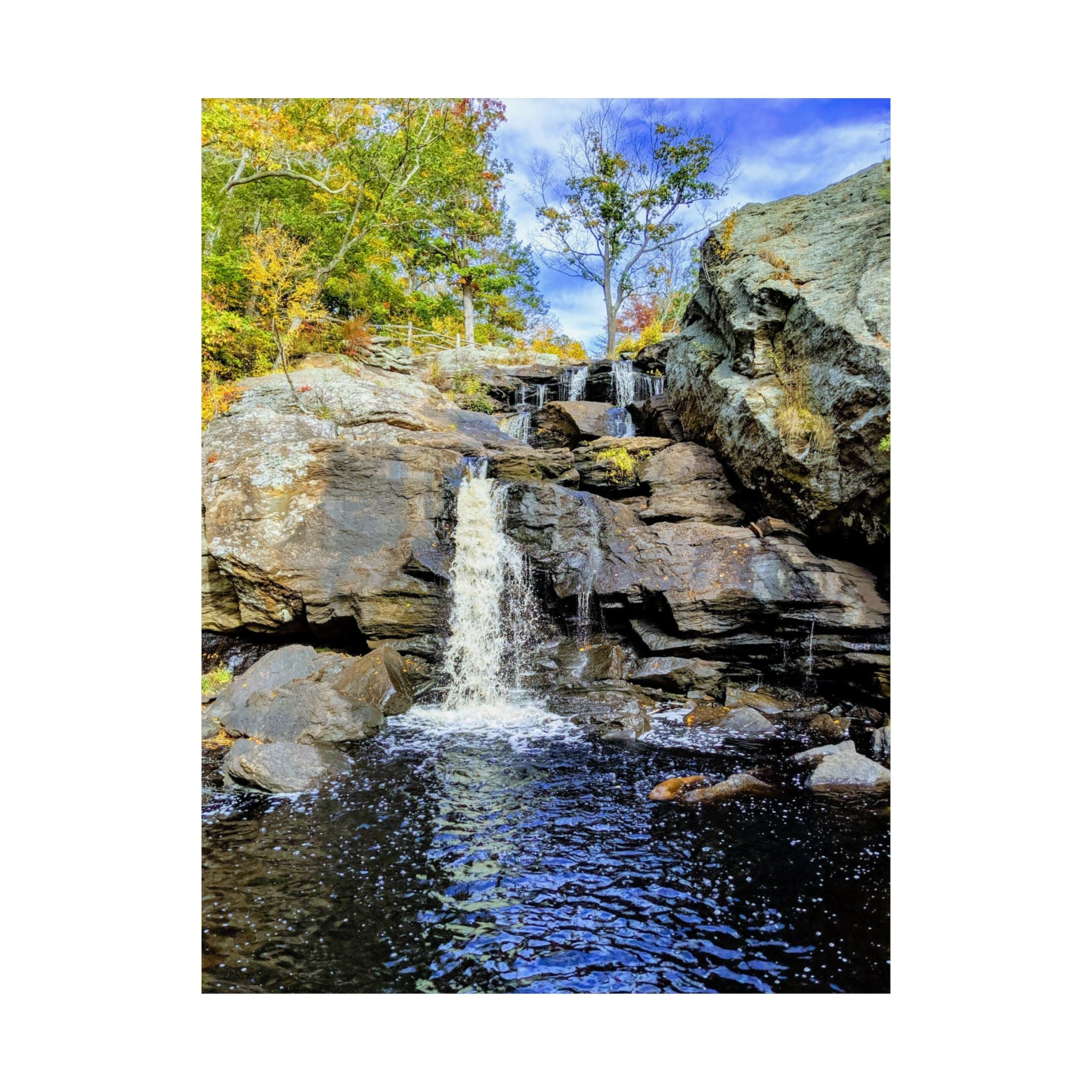 Waterfall Nature Poster — Vertical Matte Landscape Print