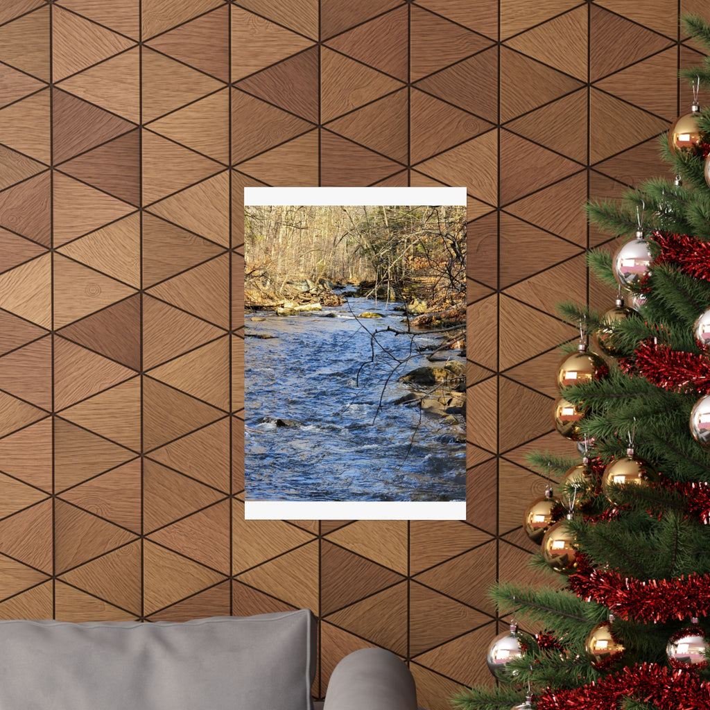 River Stream Nature Poster — Matte Vertical Wall Art for Home & Cabin Décor