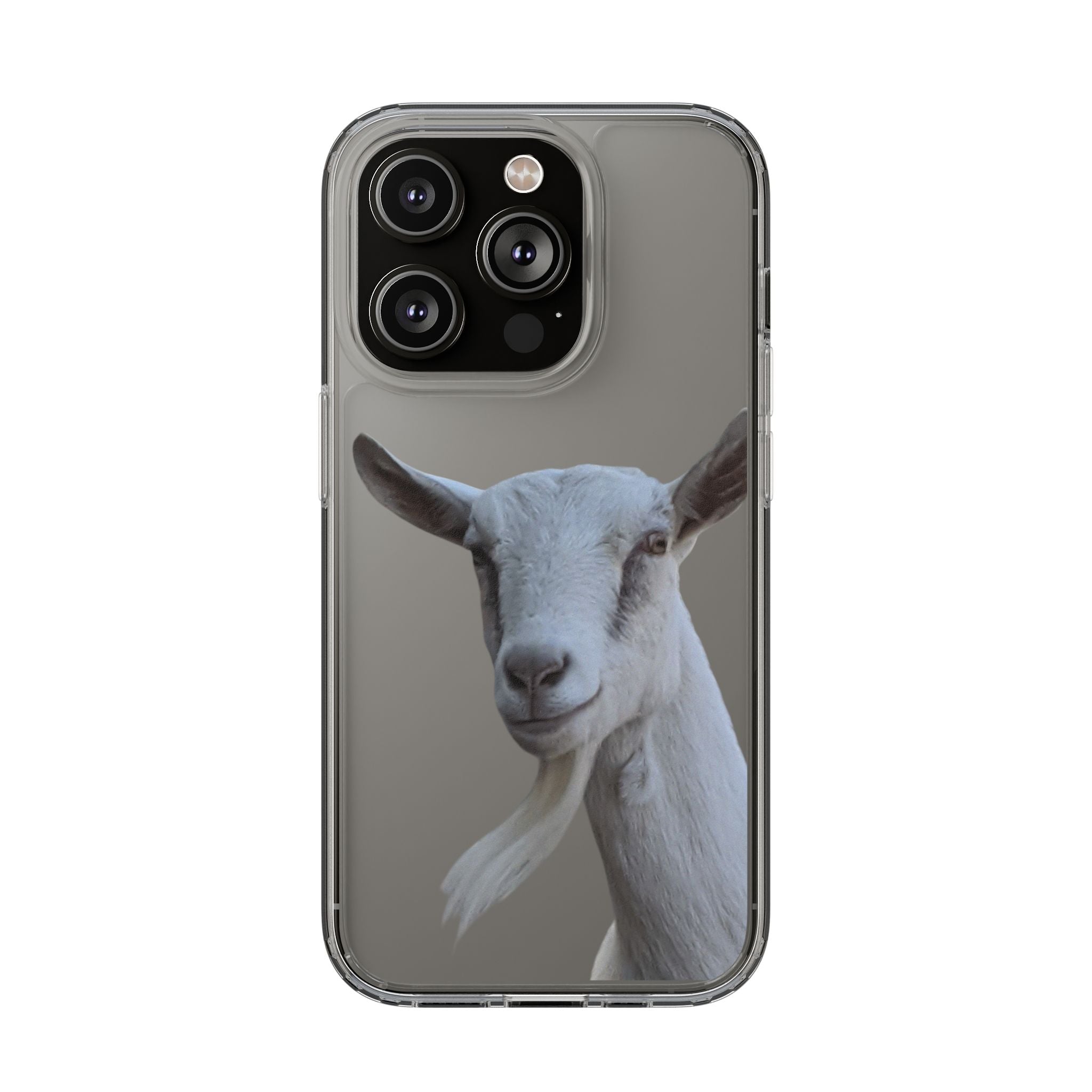 Goat Portrait Clear iPhone Case — Cute Farm Animal Wildlife Photo, Impact-Resistant Clear Phone Cover, Goat Lover Gift