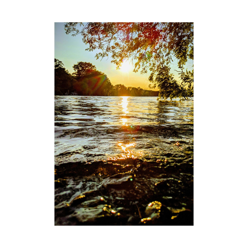 Golden Lake Sunset Matte Poster — Nature Photography Wall Art, Scenic Landscape Print, 46 Sizes