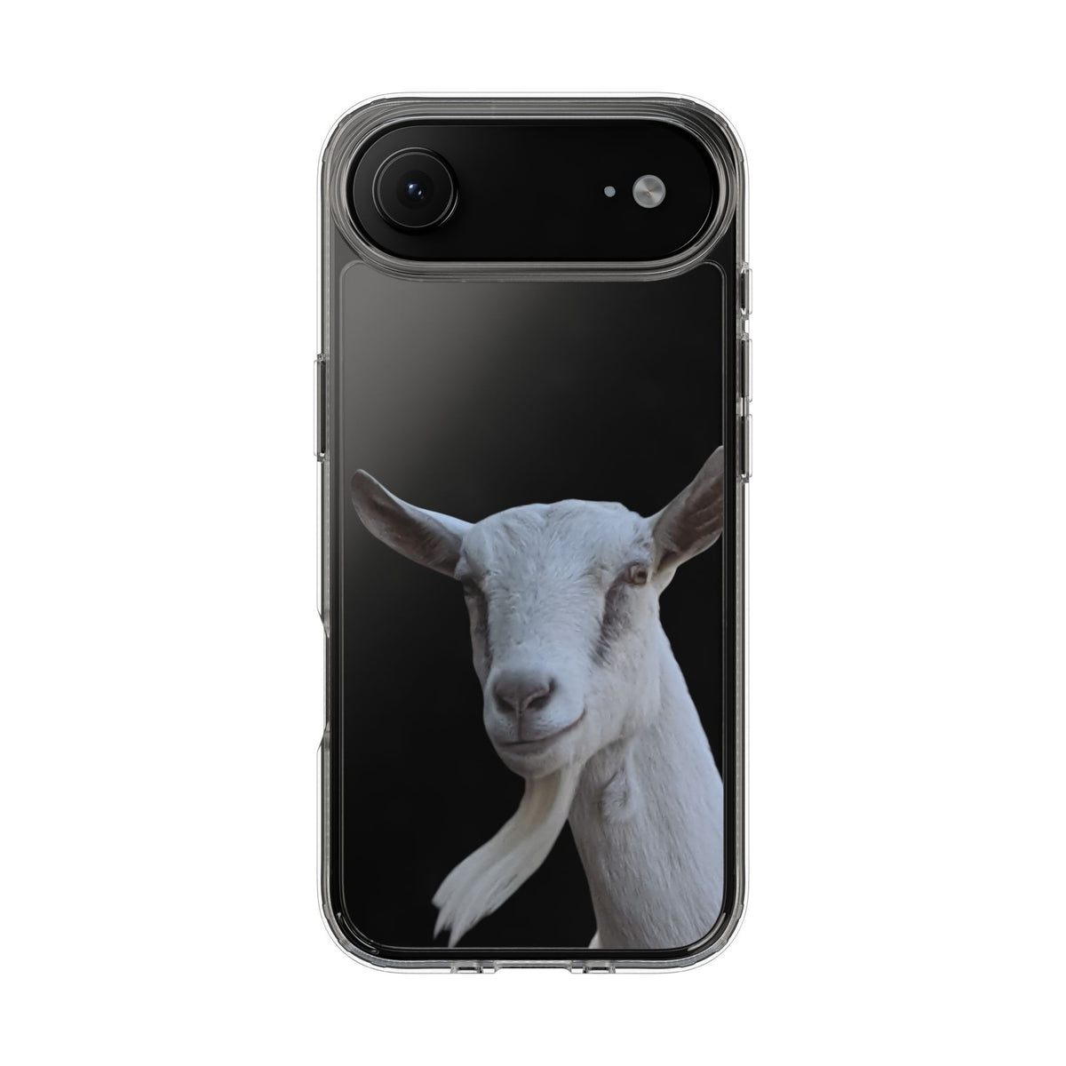Goat Portrait Clear iPhone Case — Cute Farm Animal Wildlife Photo, Impact-Resistant Clear Phone Cover, Goat Lover Gift