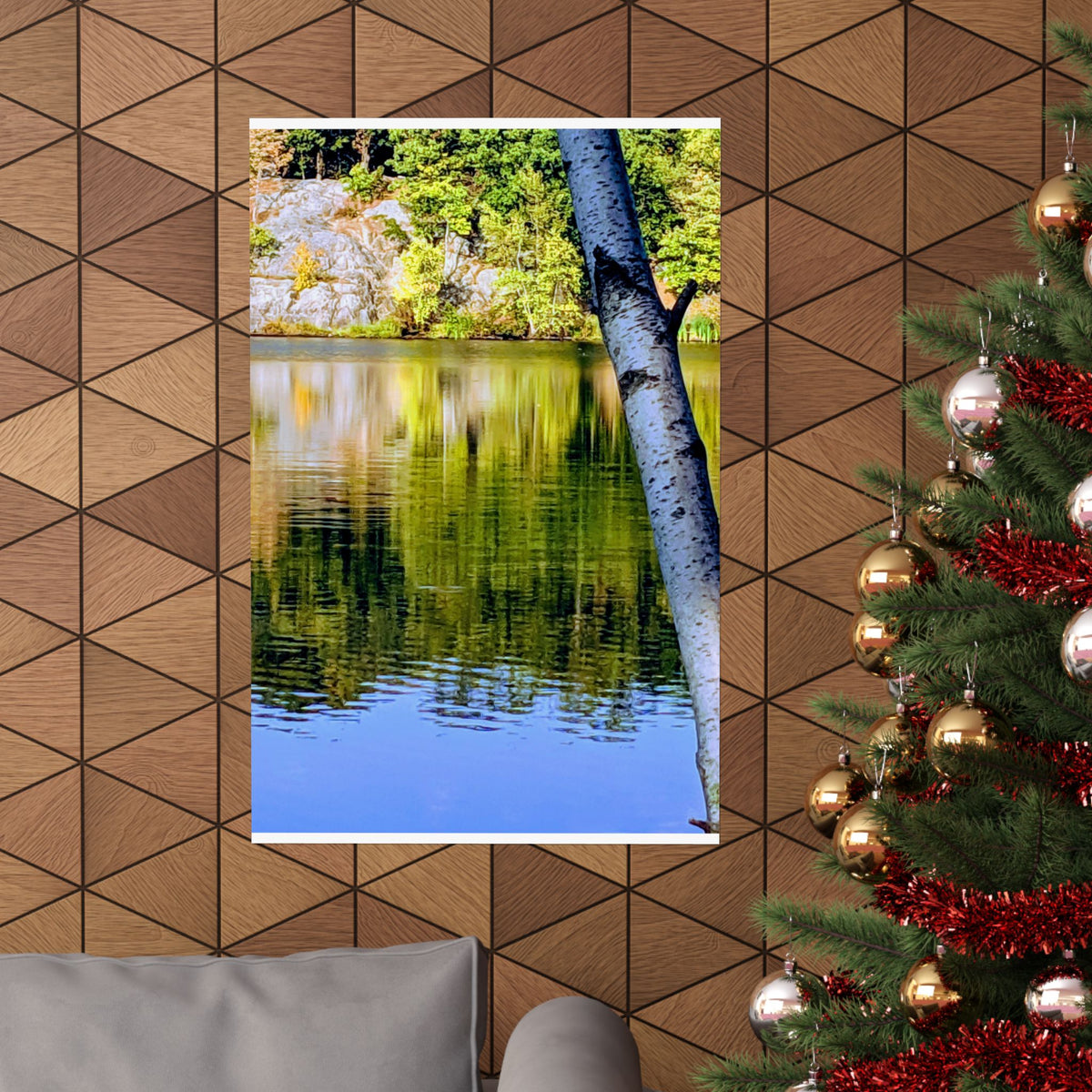 Birch Lake Reflection Matte Poster — Nature Photography Wall Art, Woodland Landscape Print, 46 Sizes