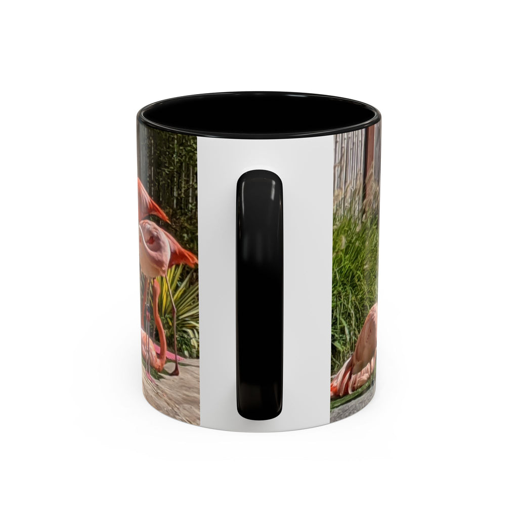 Flamingo Flock Accent Coffee Mug — Tropical Pink Bird Photo (11/15 oz)