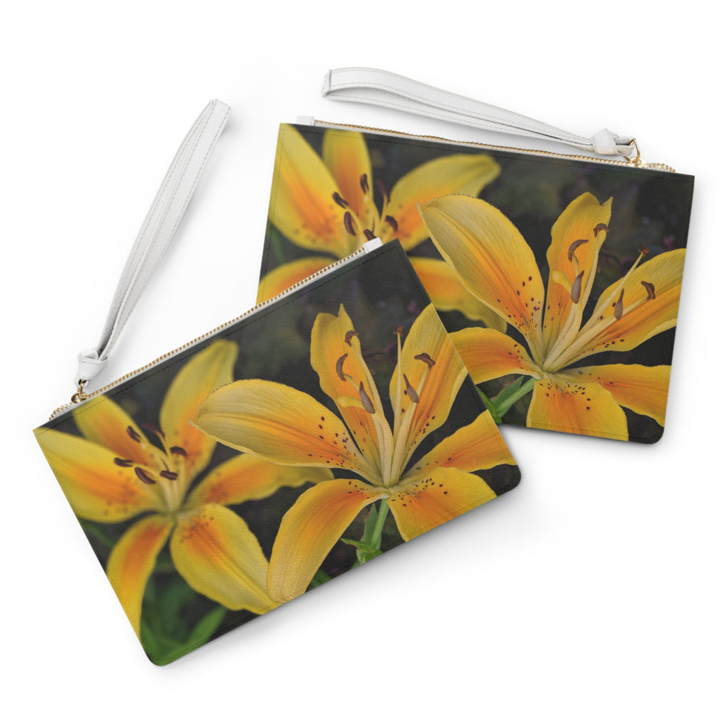 Yellow Lily Floral Clutch Bag — Vibrant Botanical Wristlet for Spring & Summer