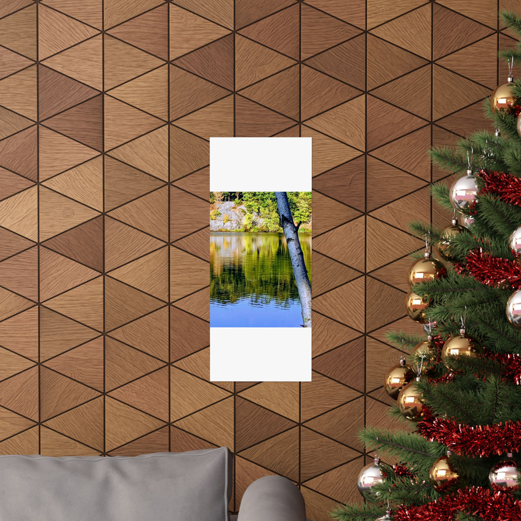 Birch Lake Reflection Matte Poster — Vertical Nature Wall Art
