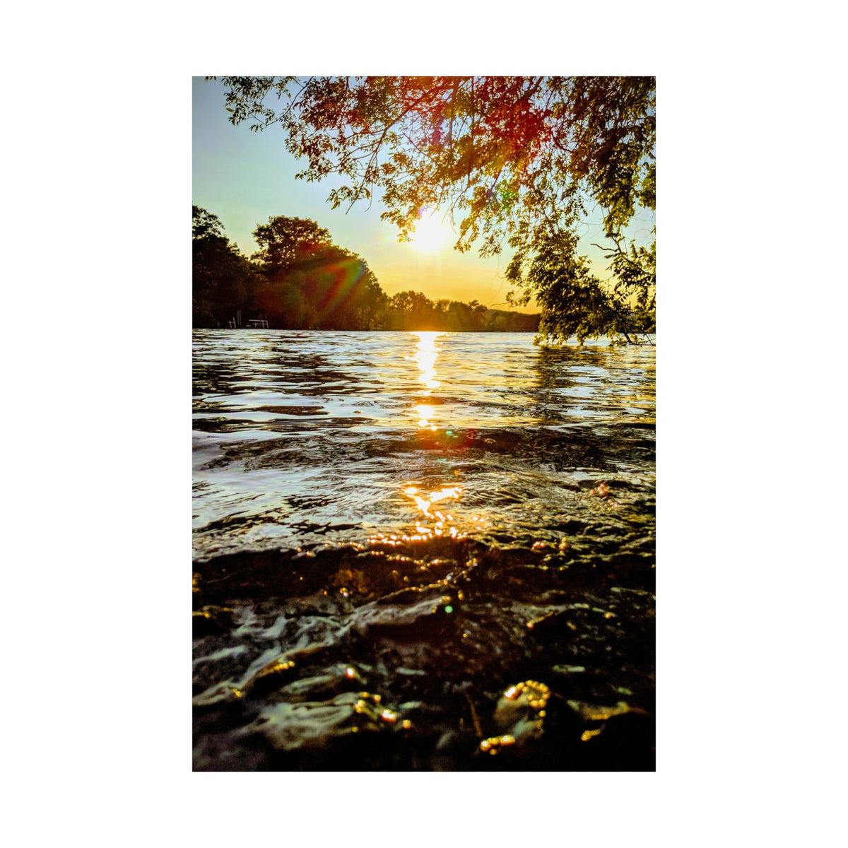 Golden Lake Sunset Matte Poster — Nature Photography Wall Art, Scenic Landscape Print, 46 Sizes