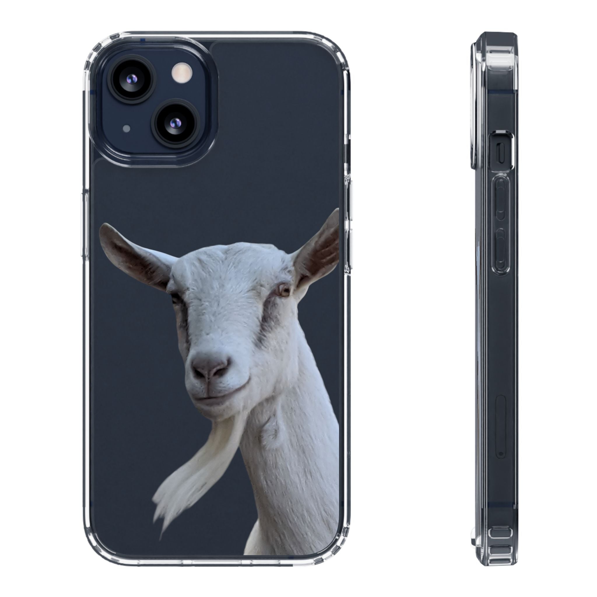 Goat Portrait Clear iPhone Case — Cute Farm Animal Wildlife Photo, Impact-Resistant Clear Phone Cover, Goat Lover Gift