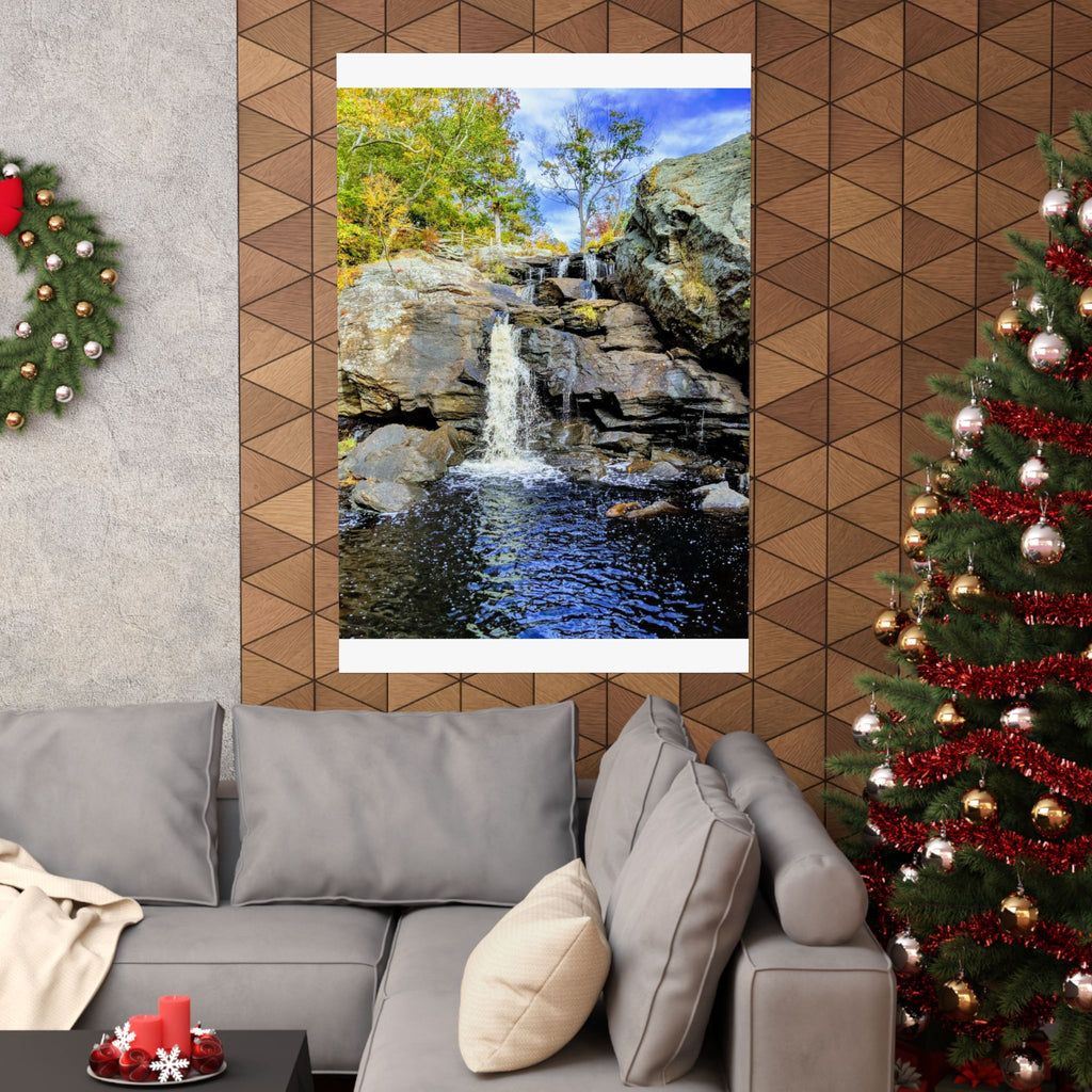 Waterfall Nature Poster — Vertical Matte Landscape Print
