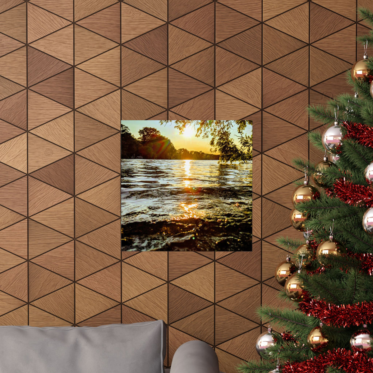 Golden Lake Sunset Matte Poster — Nature Photography Wall Art, Scenic Landscape Print, 46 Sizes