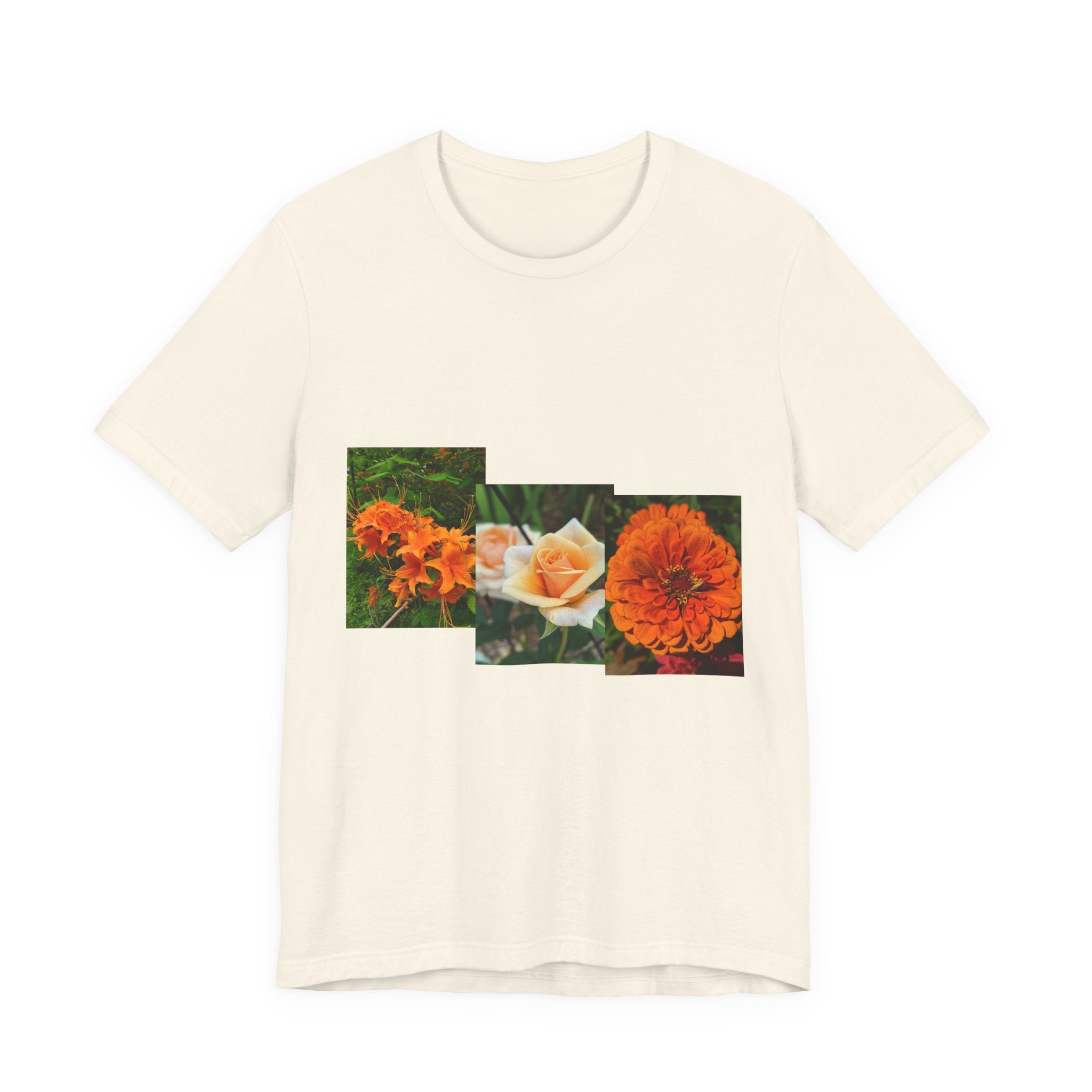 Floral Triptych Tee — Orange Rose & Marigold Graphic T-Shirt