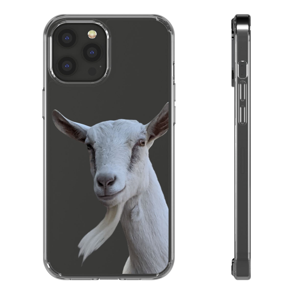 Goat Portrait Clear iPhone Case — Cute Farm Animal Wildlife Photo, Impact-Resistant Clear Phone Cover, Goat Lover Gift