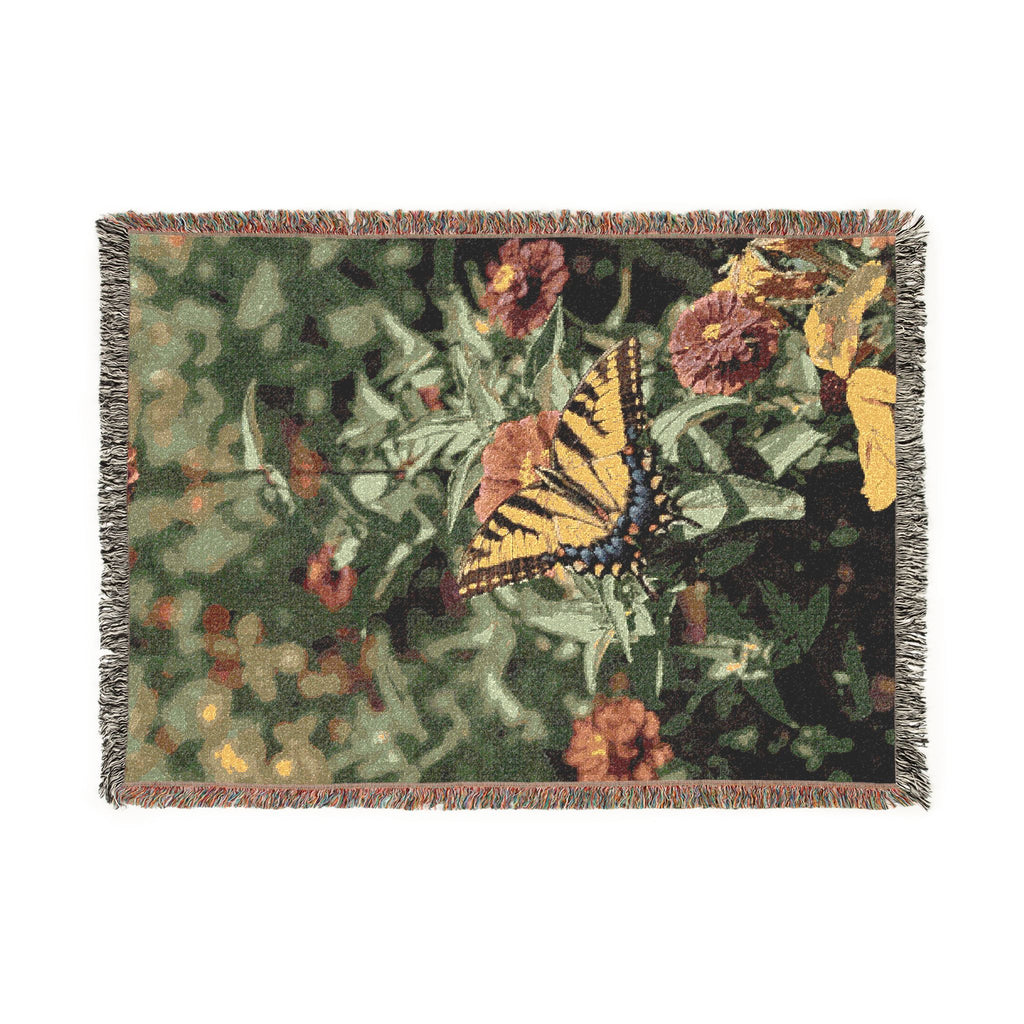Butterfly Garden Woven Blanket — Vintage Floral Throw