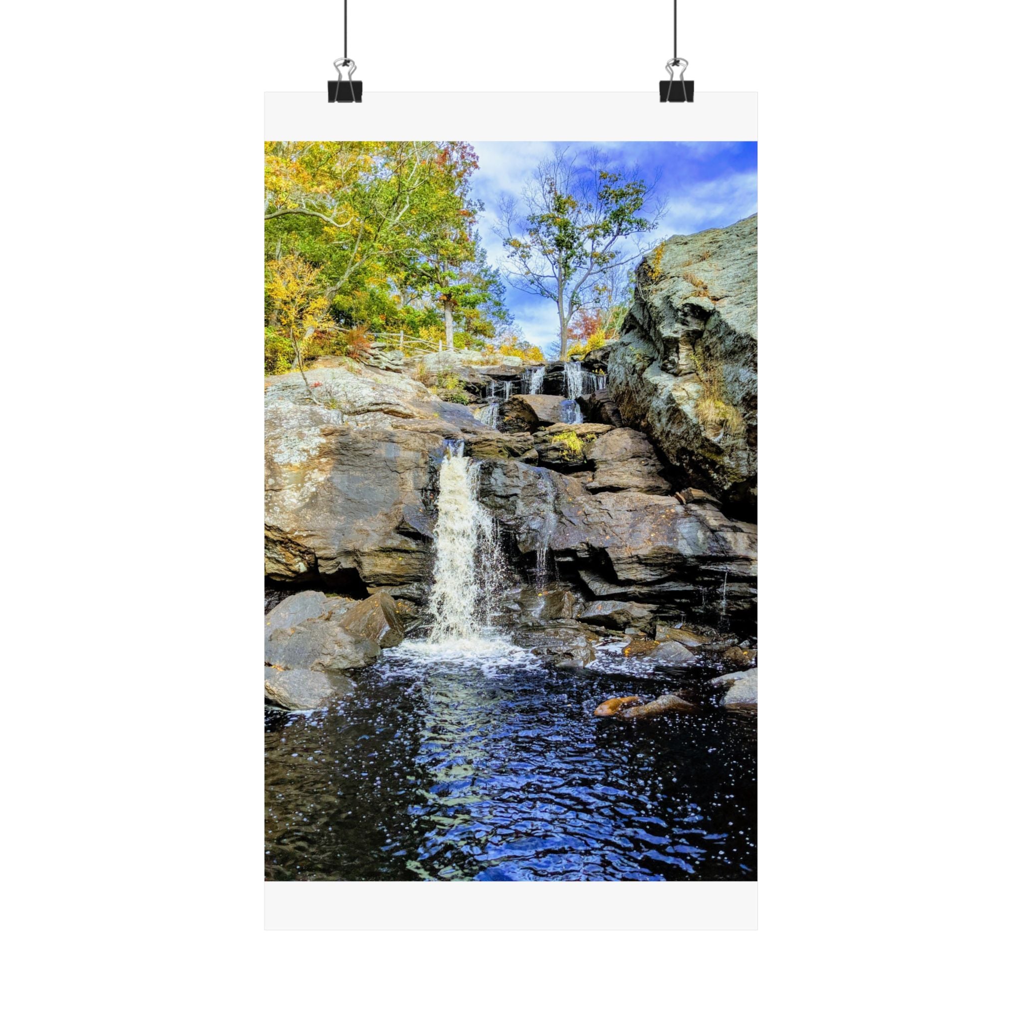 Waterfall Nature Poster — Vertical Matte Landscape Print