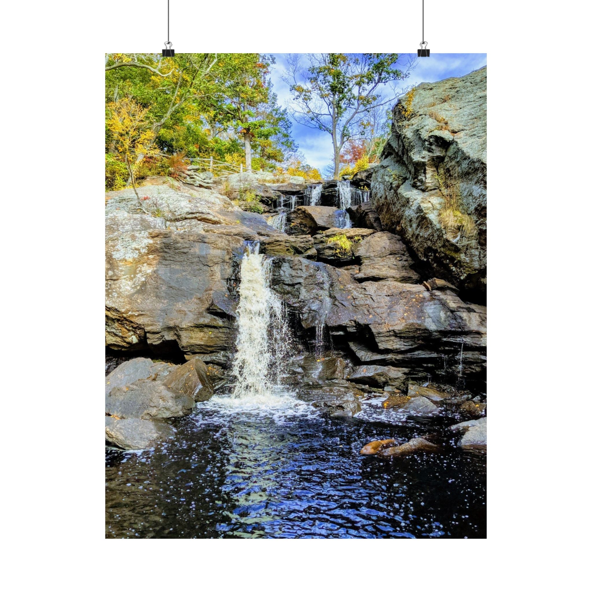 Waterfall Nature Poster — Vertical Matte Landscape Print
