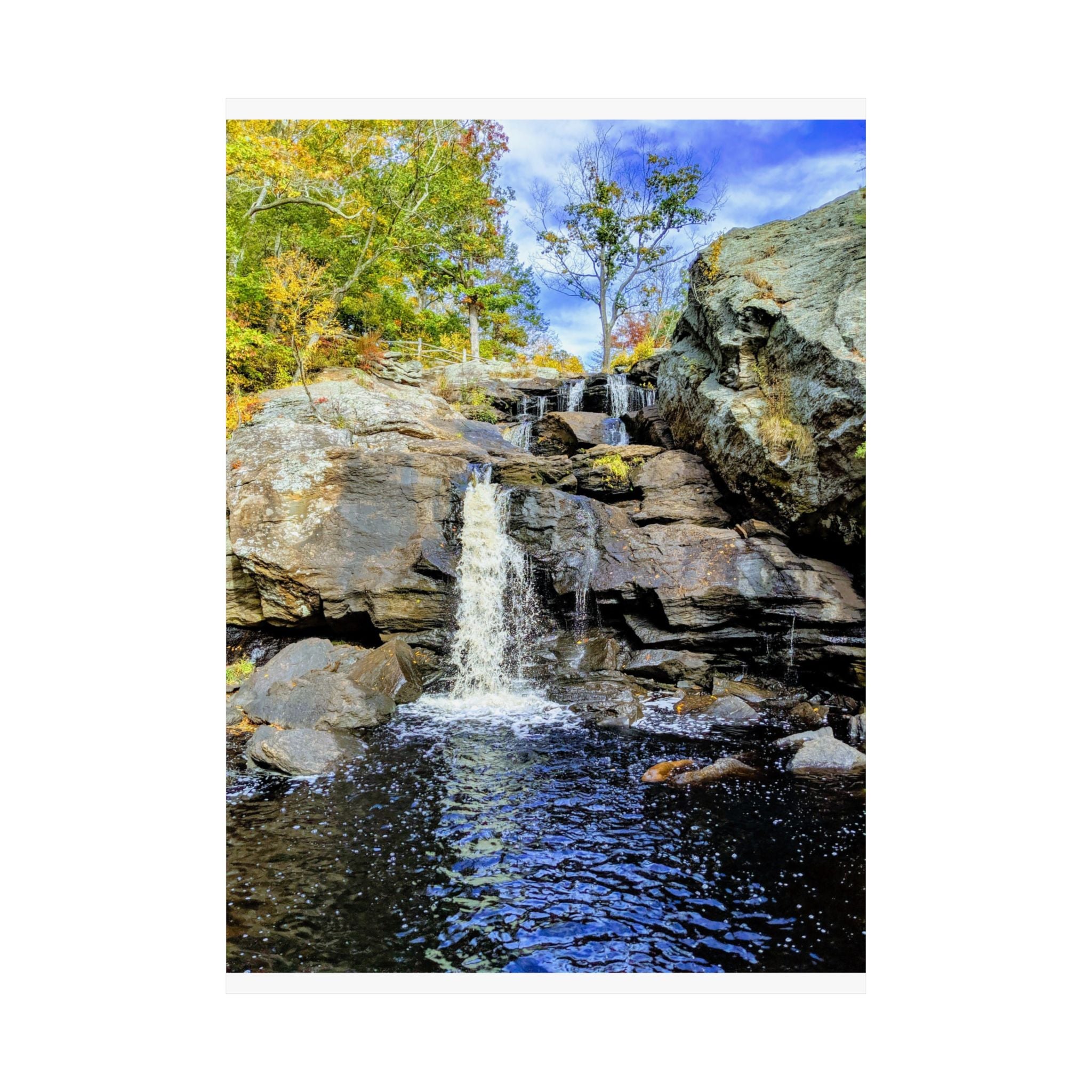 Waterfall Nature Poster — Vertical Matte Landscape Print