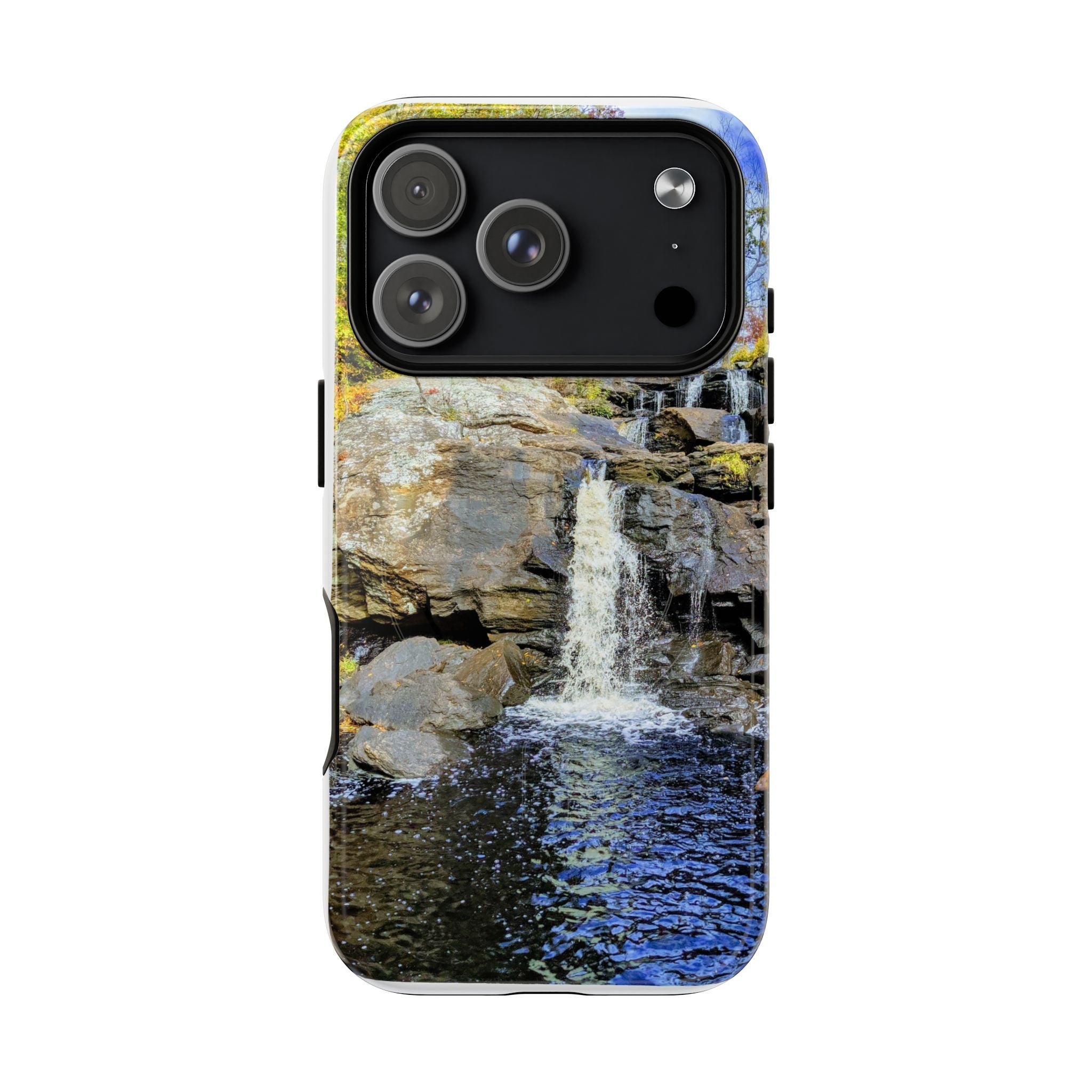 Waterfall Nature Photo Tough iPhone Case — Scenic Landscape Magnetic Cover, Impact-Resistant Phone Case, Nature Lover Gift