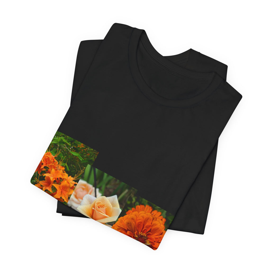 Floral Triptych Tee — Orange Rose & Marigold Graphic T-Shirt
