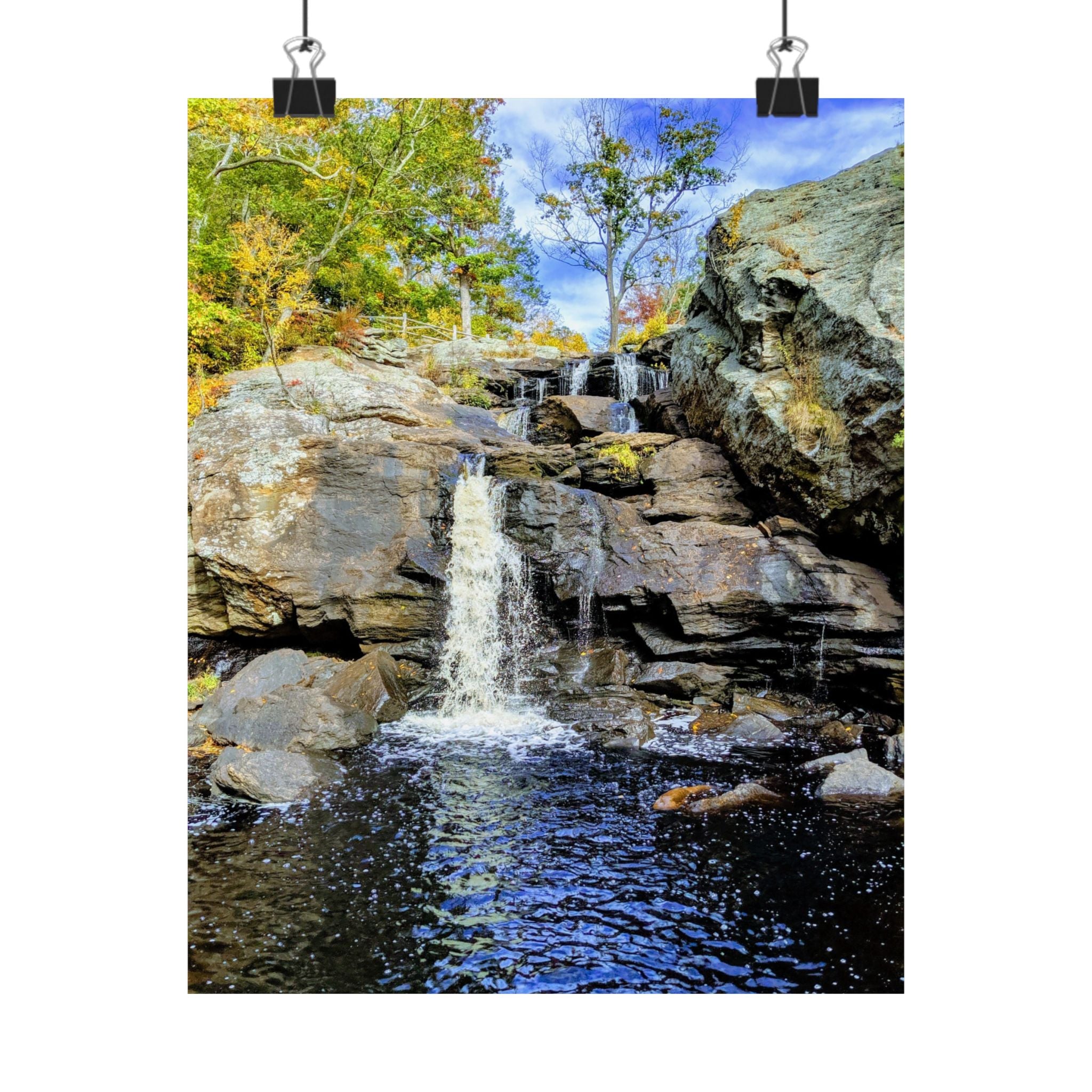 Waterfall Nature Poster — Vertical Matte Landscape Print