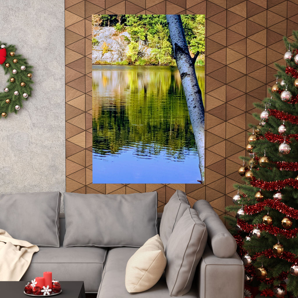 Birch Lake Reflection Matte Poster — Nature Photography Wall Art, Woodland Landscape Print, 46 Sizes