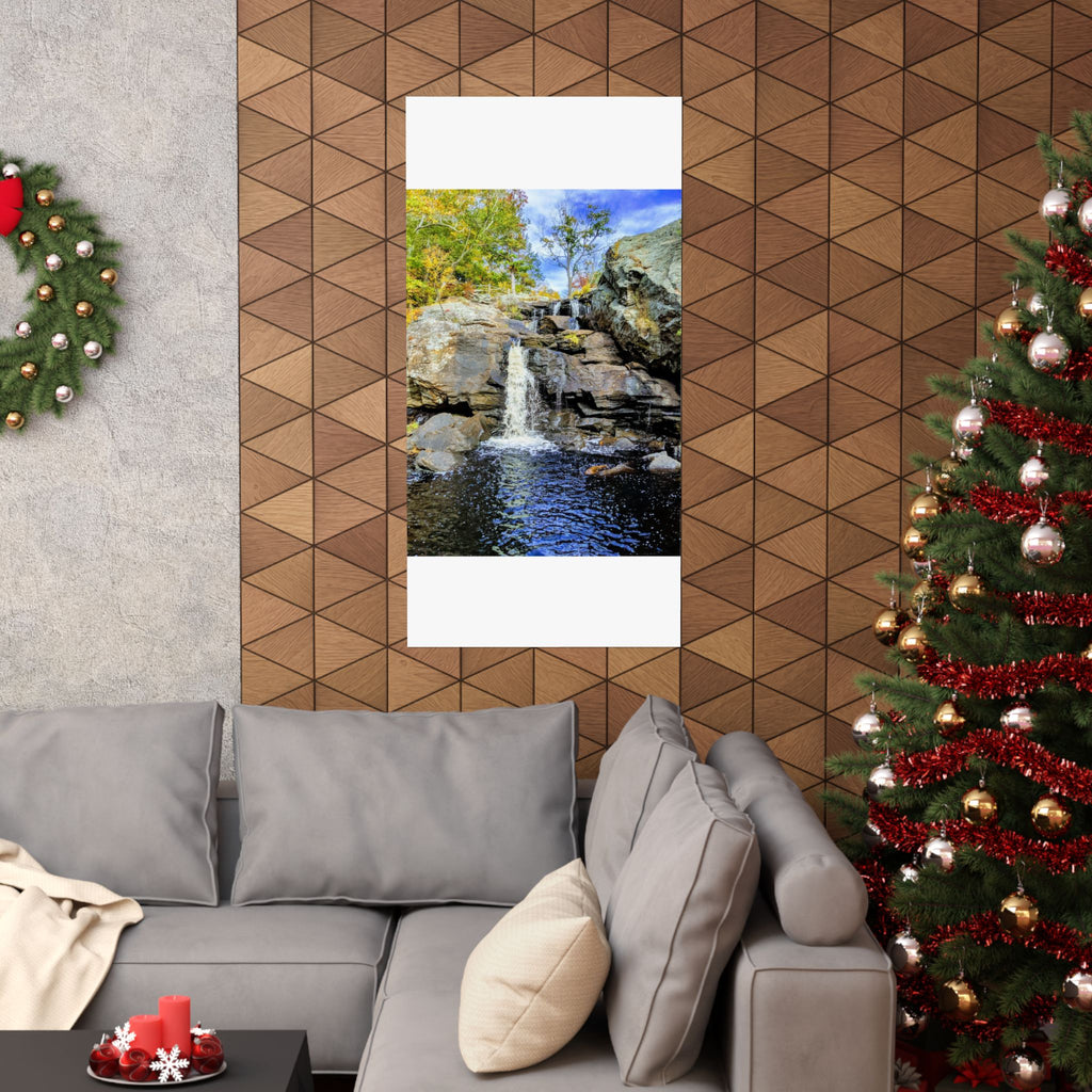 Waterfall Nature Poster — Vertical Matte Landscape Print