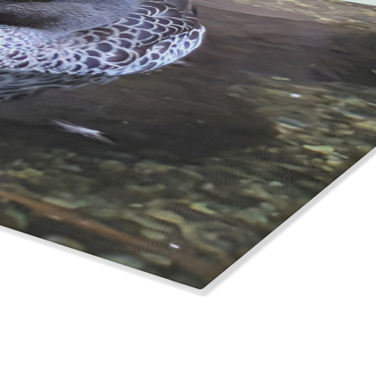 Duck Nature Photography Glass Cutting Board — Wildlife Kitchen Decor, Tempered Glass Chopping Board, Bird Lover Gift