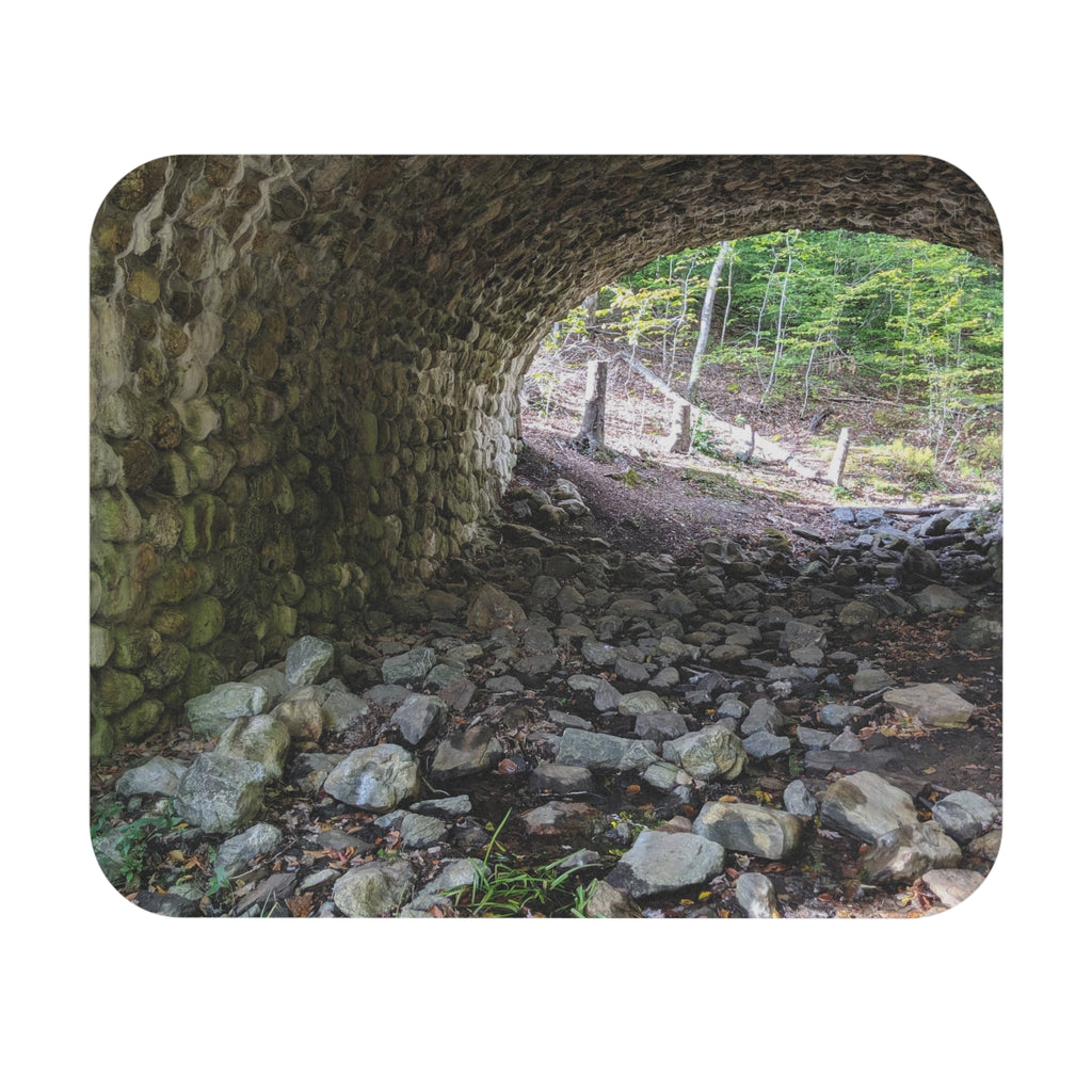 Stone Arch Trail Mouse Pad — Scenic Forest Bridge Desk Mat