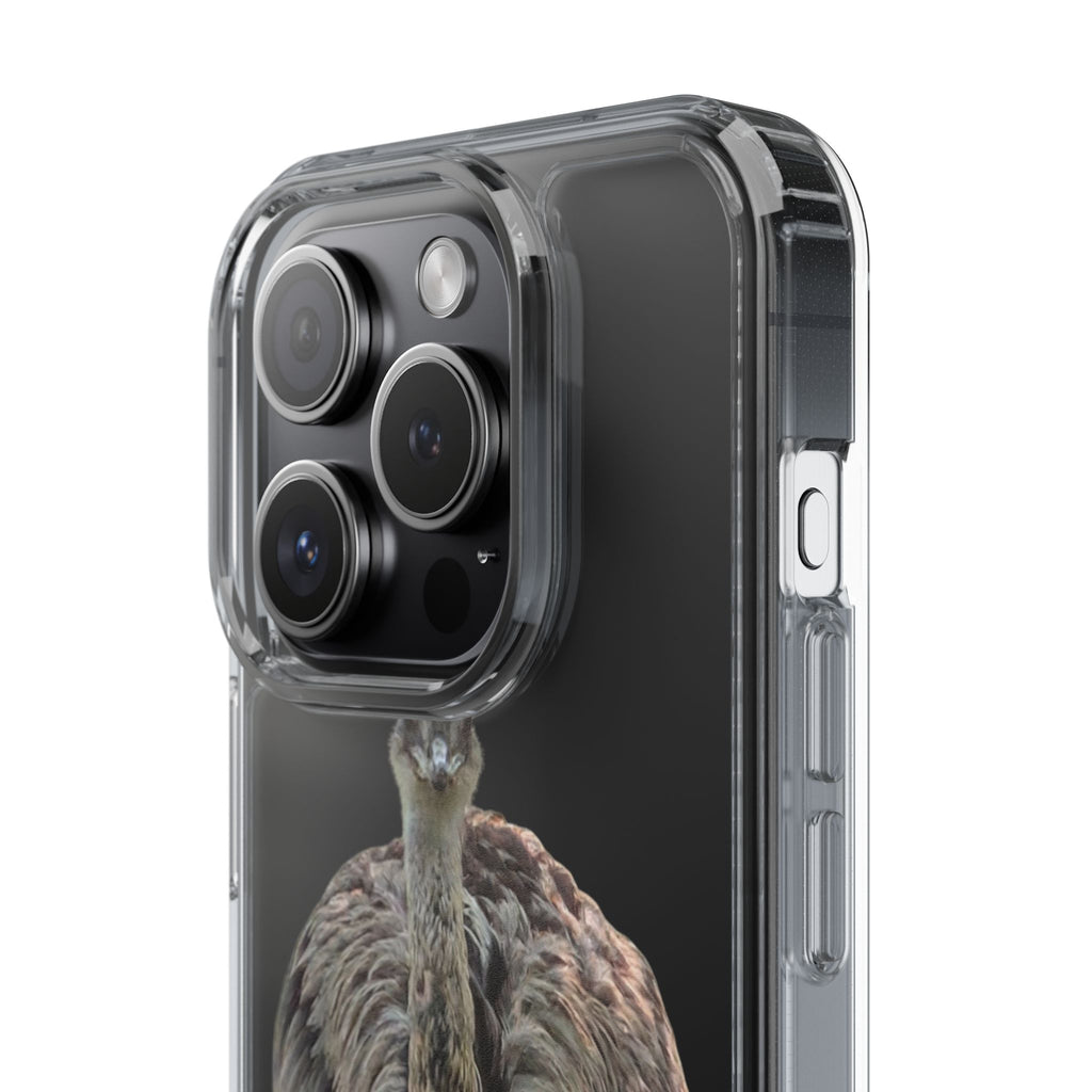 Clear Emu Bird iPhone Case — Cute Wildlife Nature Photo Design, Impact-Resistant Clear Phone Cover, Bird Lover Gift