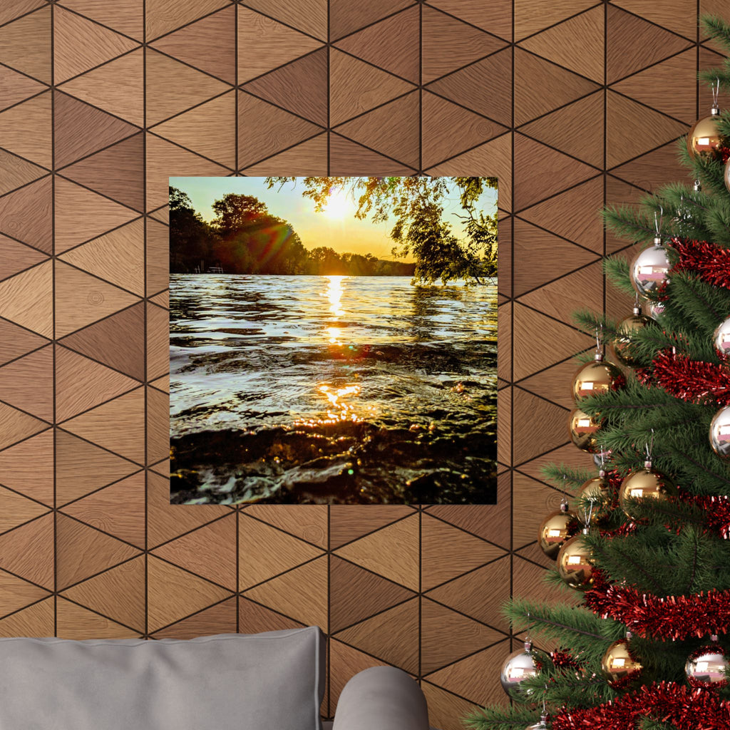 Golden Lake Sunset Matte Poster — Nature Photography Wall Art, Scenic Landscape Print, 46 Sizes