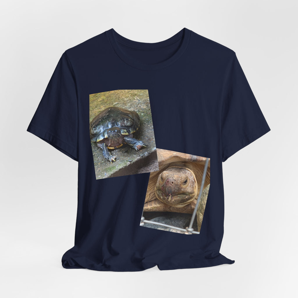 Turtle Photo Collage T-Shirt — Cute Turtle Face Wildlife Graphic Tee, Nature-Inspired Shirt, Turtle Lover Gift