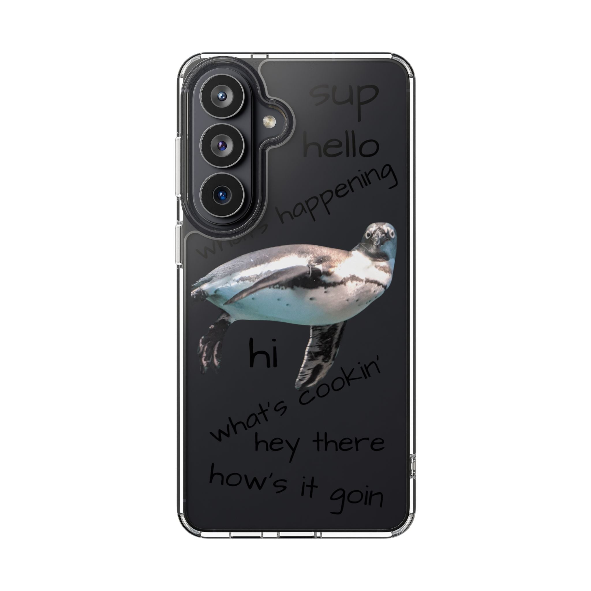 Clear Penguin iPhone Case — Cute Floating Penguin Wildlife Design, Impact-Resistant Clear Phone Cover, Bird Lover Gift