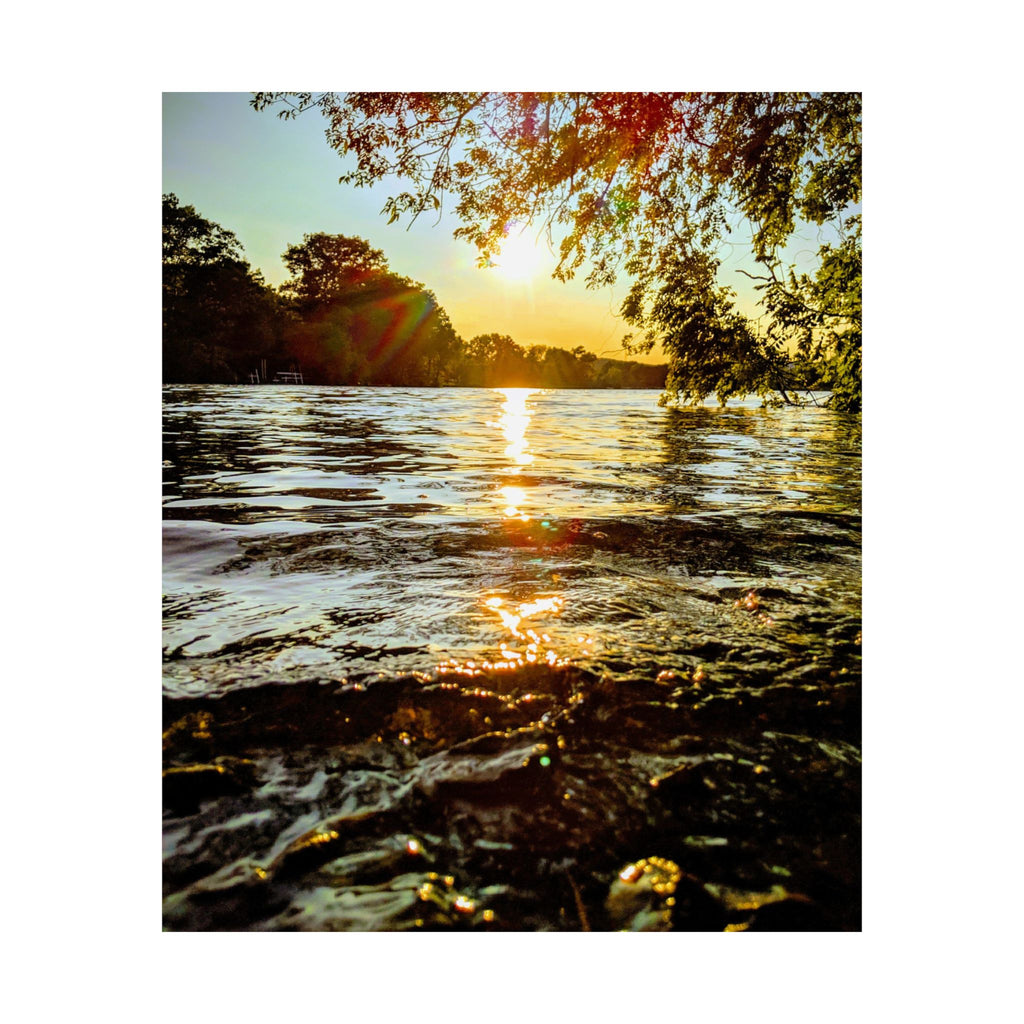 Matte Vertical Poster — Golden Lake Sunset Photography Print