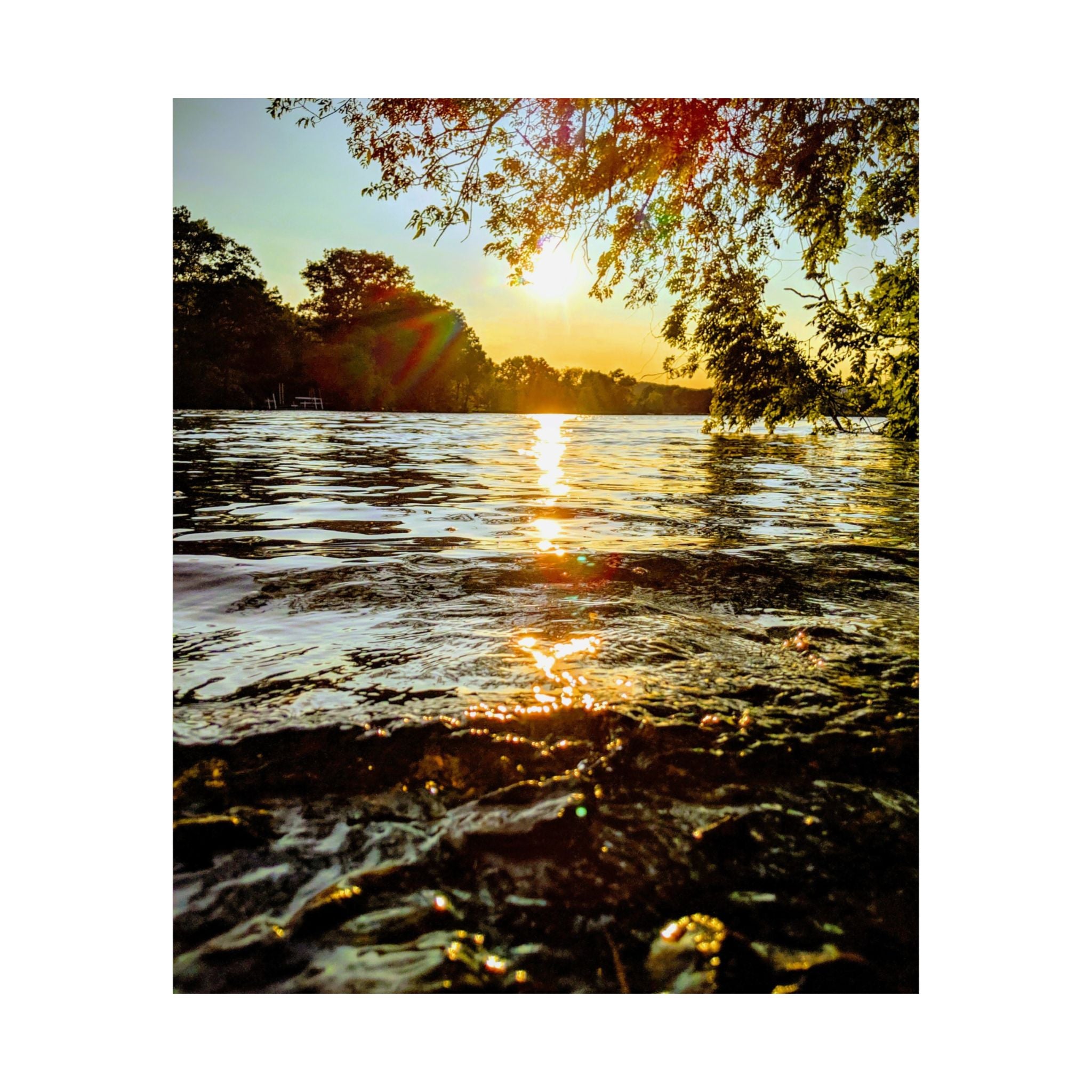 Matte Vertical Poster — Golden Lake Sunset Photography Print