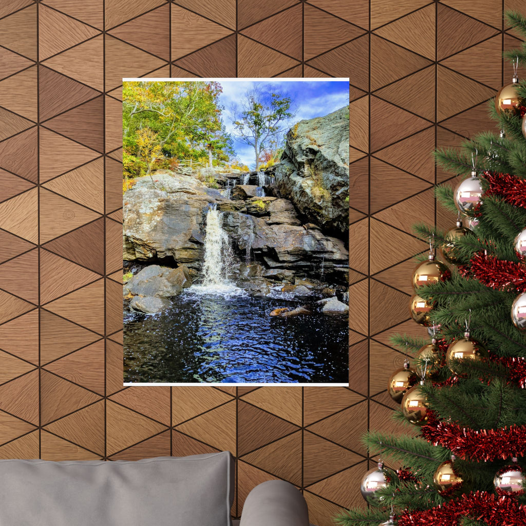 Waterfall Nature Poster — Vertical Matte Landscape Print