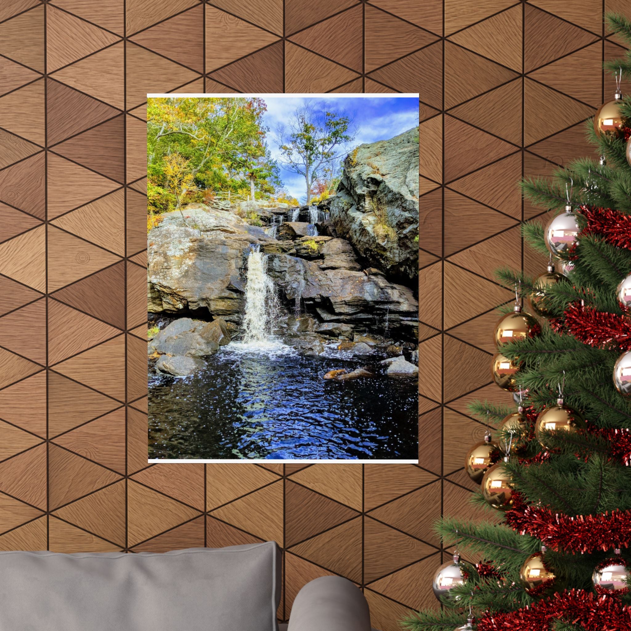 Waterfall Nature Poster — Vertical Matte Landscape Print