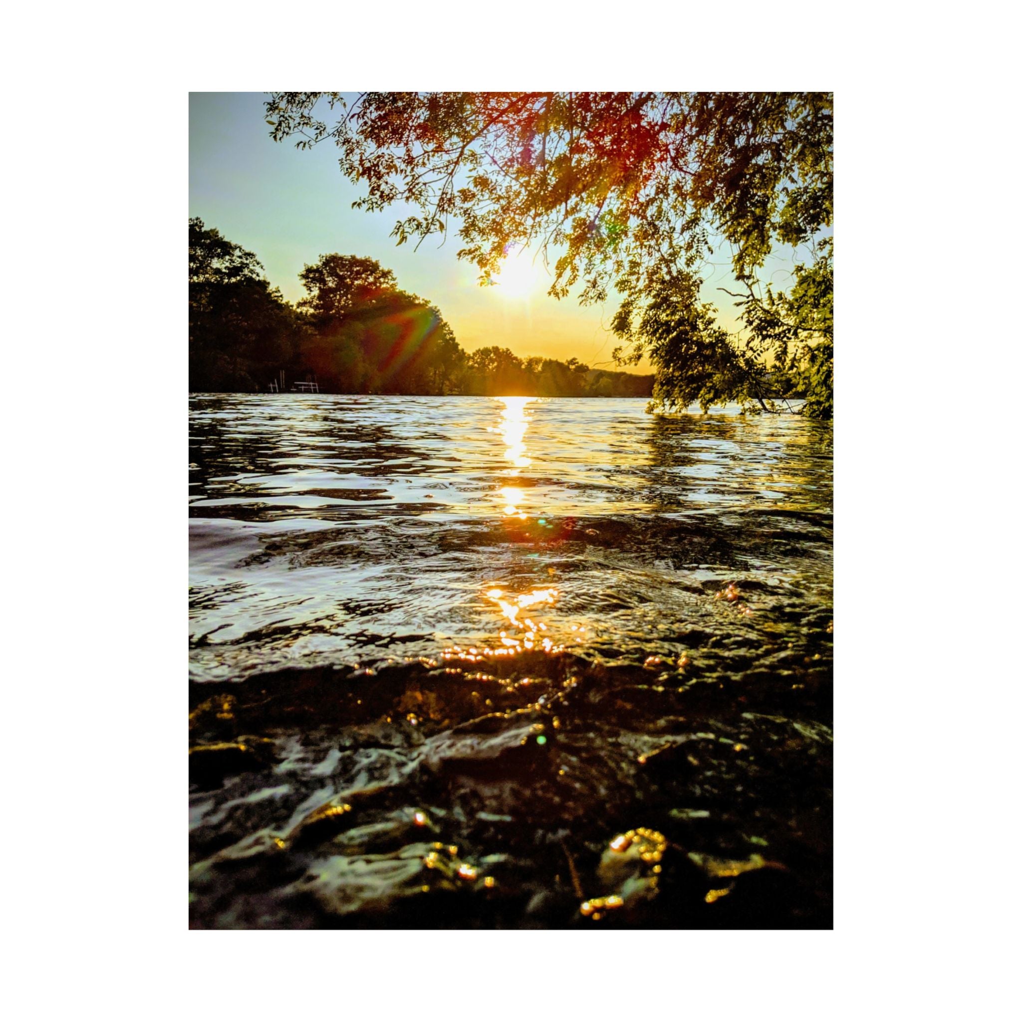 Matte Vertical Poster — Golden Lake Sunset Photography Print