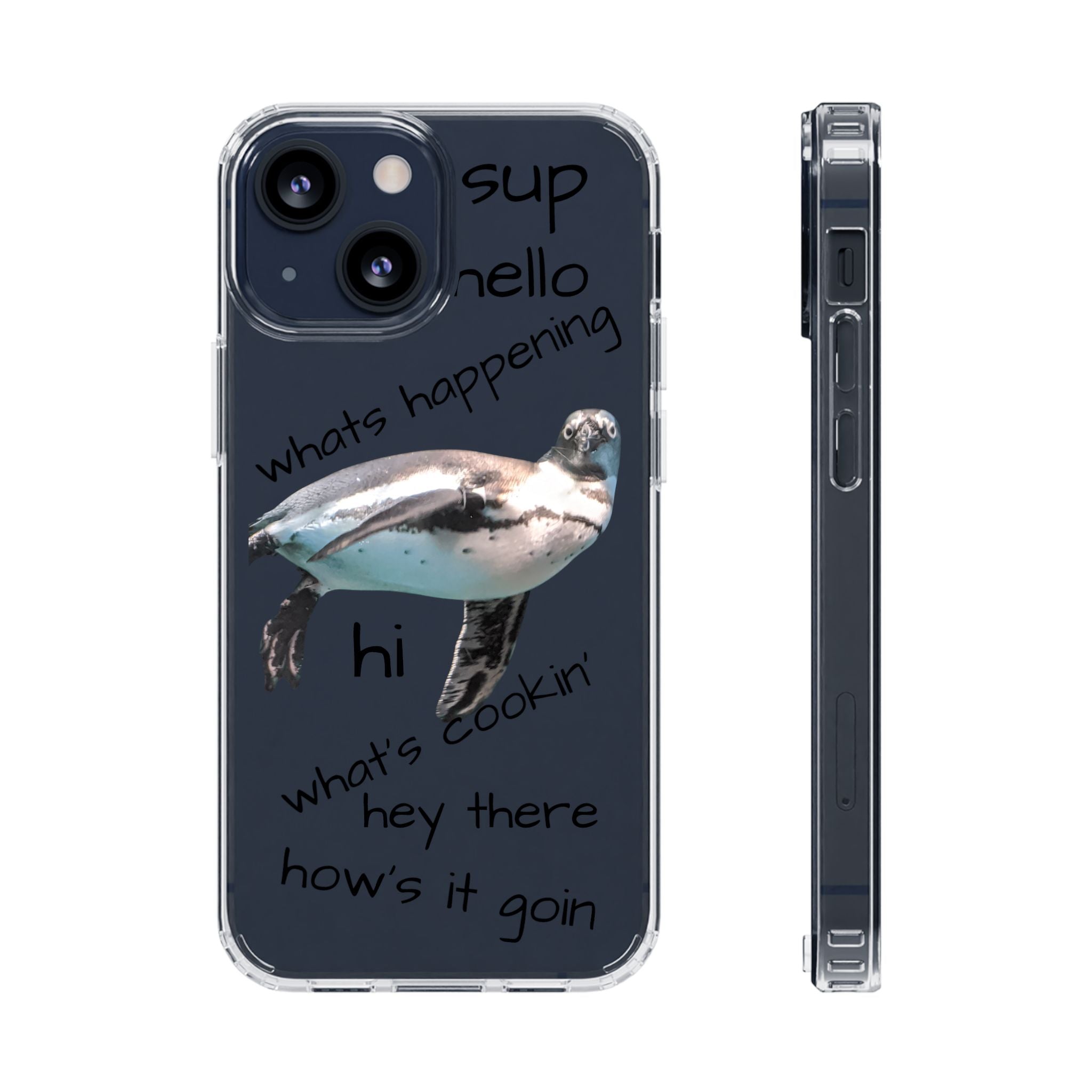 Clear Penguin iPhone Case — Cute Floating Penguin Wildlife Design, Impact-Resistant Clear Phone Cover, Bird Lover Gift
