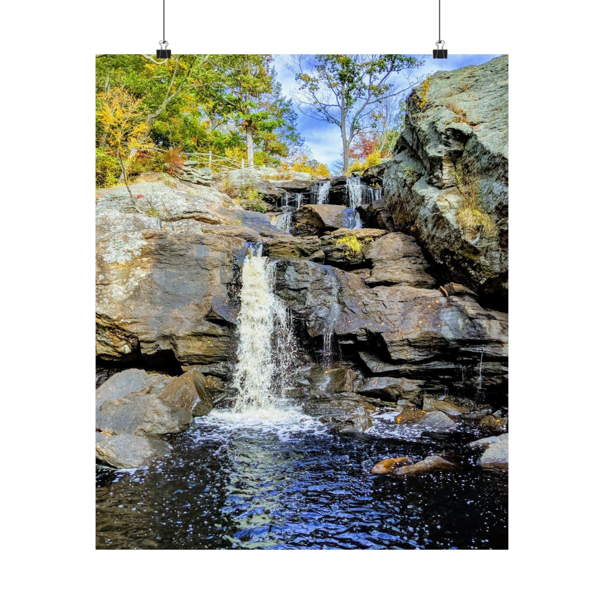 Waterfall Nature Poster — Vertical Matte Landscape Print