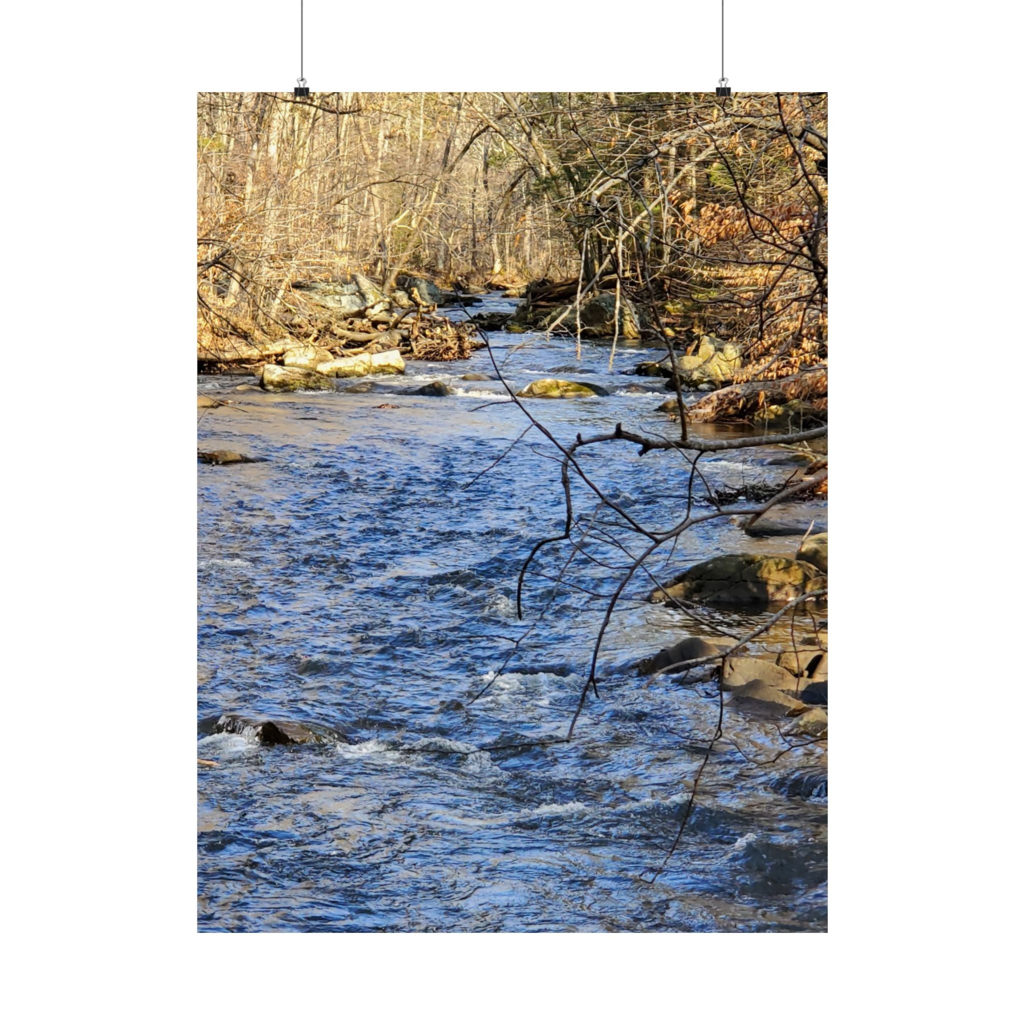 River Stream Nature Poster — Matte Vertical Wall Art for Home & Cabin Décor