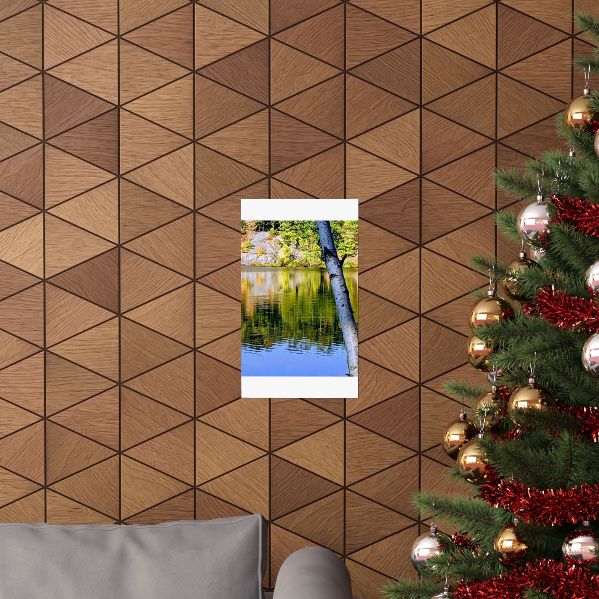 Birch Lake Reflection Matte Poster — Vertical Nature Wall Art