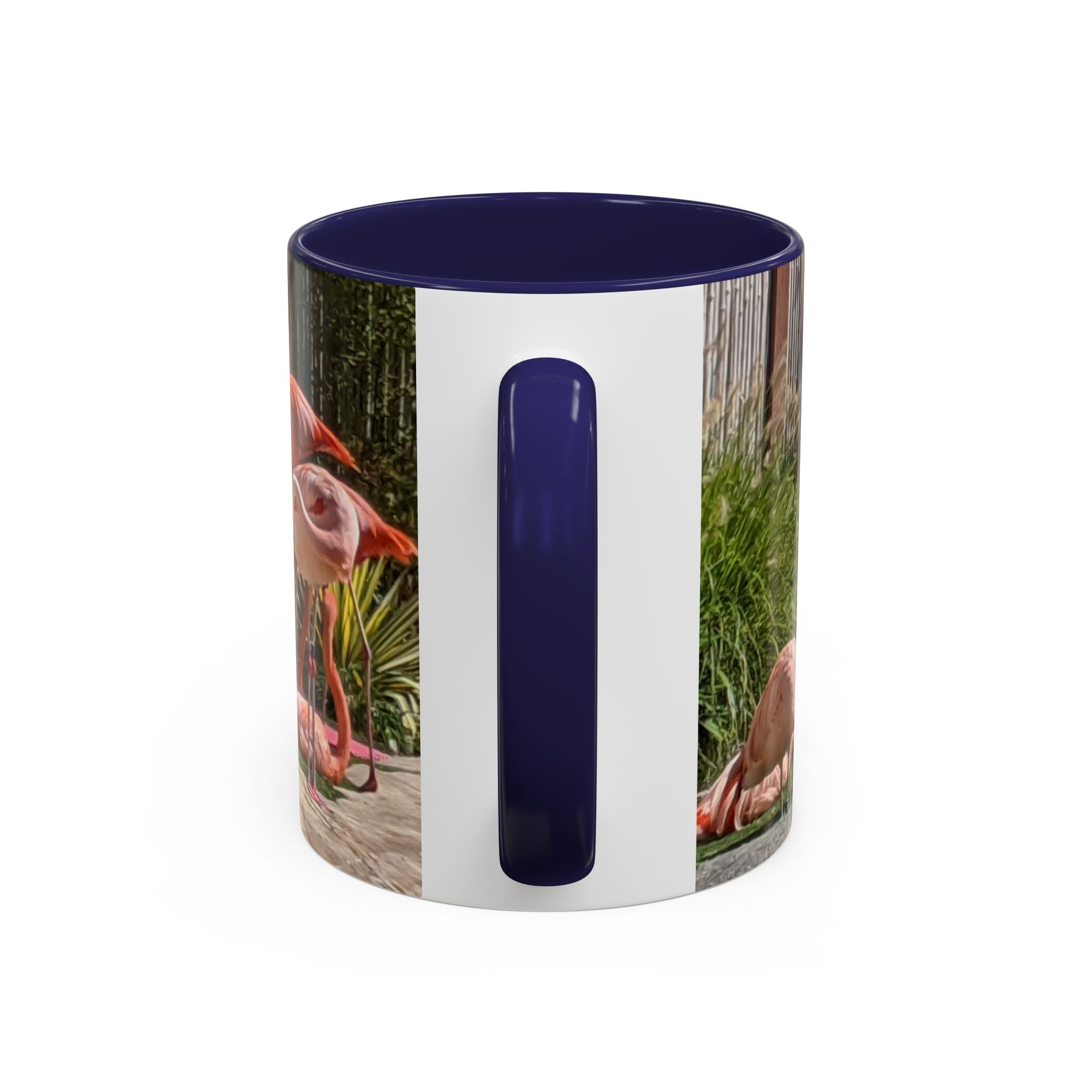 Flamingo Flock Accent Coffee Mug — Tropical Pink Bird Photo (11/15 oz)