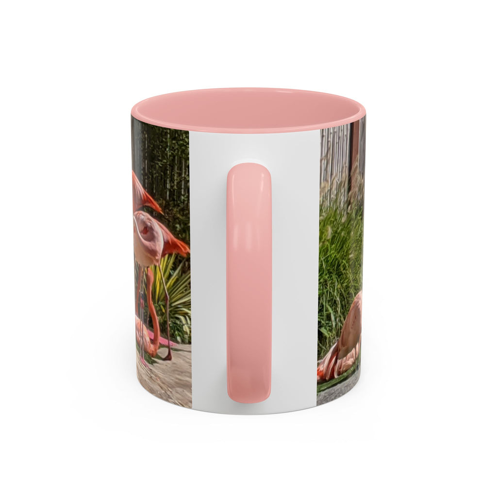 Flamingo Flock Accent Coffee Mug — Tropical Pink Bird Photo (11/15 oz)