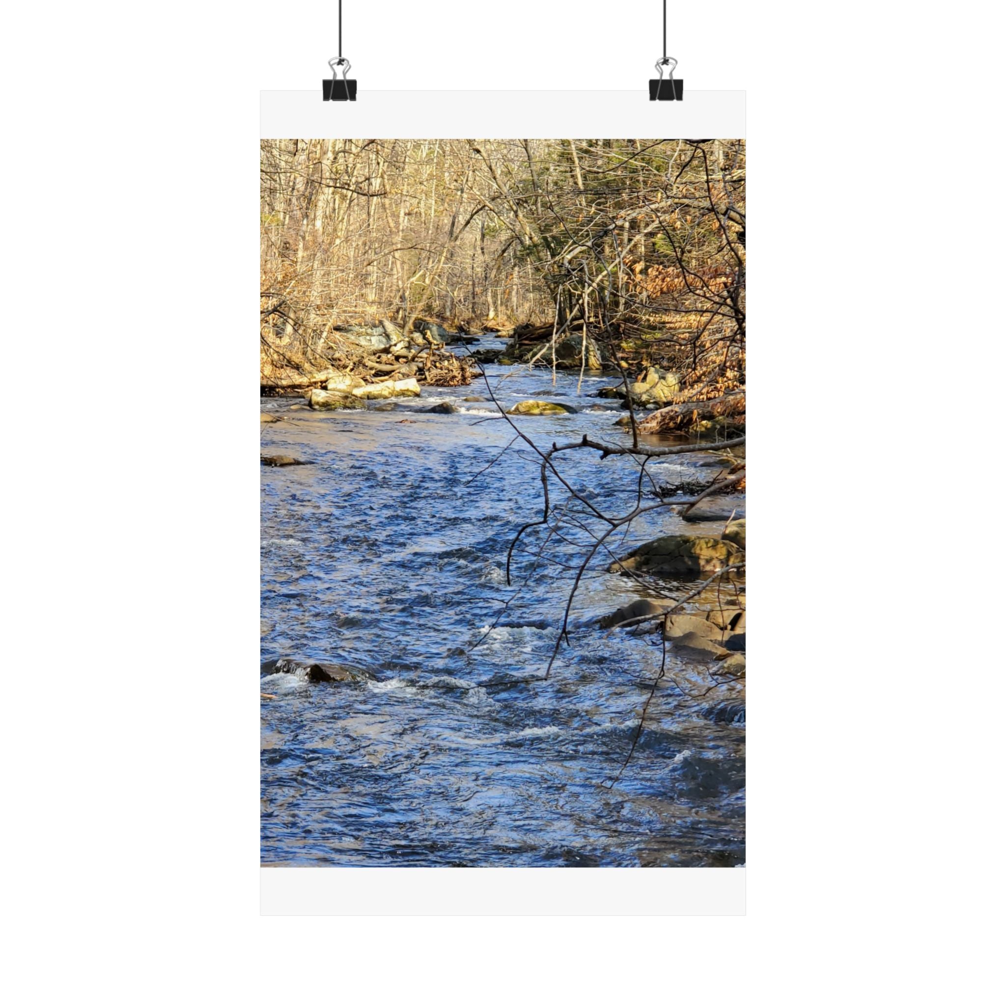 River Stream Nature Poster — Matte Vertical Wall Art for Home & Cabin Décor