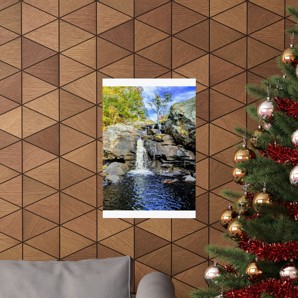 Waterfall Nature Poster — Vertical Matte Landscape Print