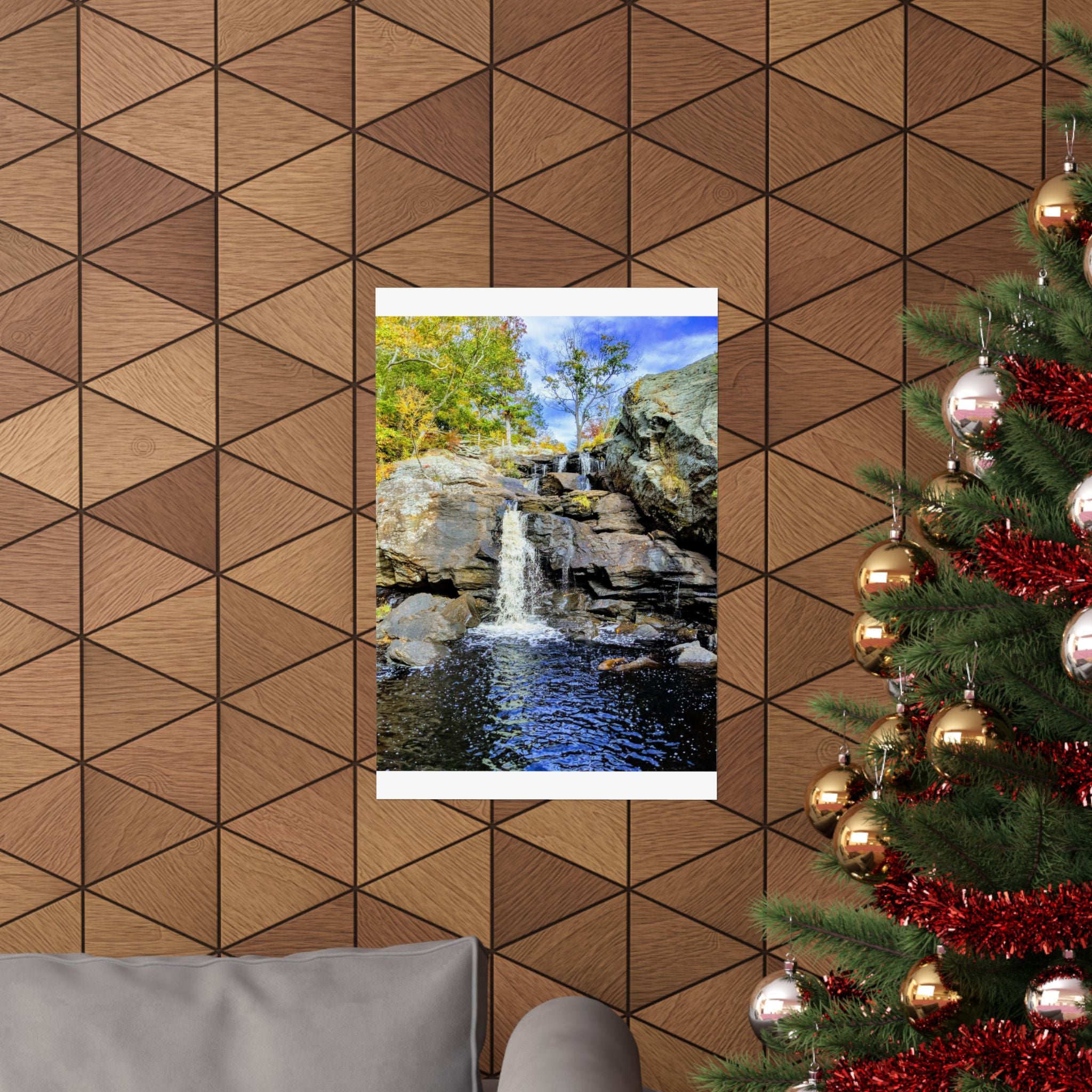 Waterfall Nature Poster — Vertical Matte Landscape Print