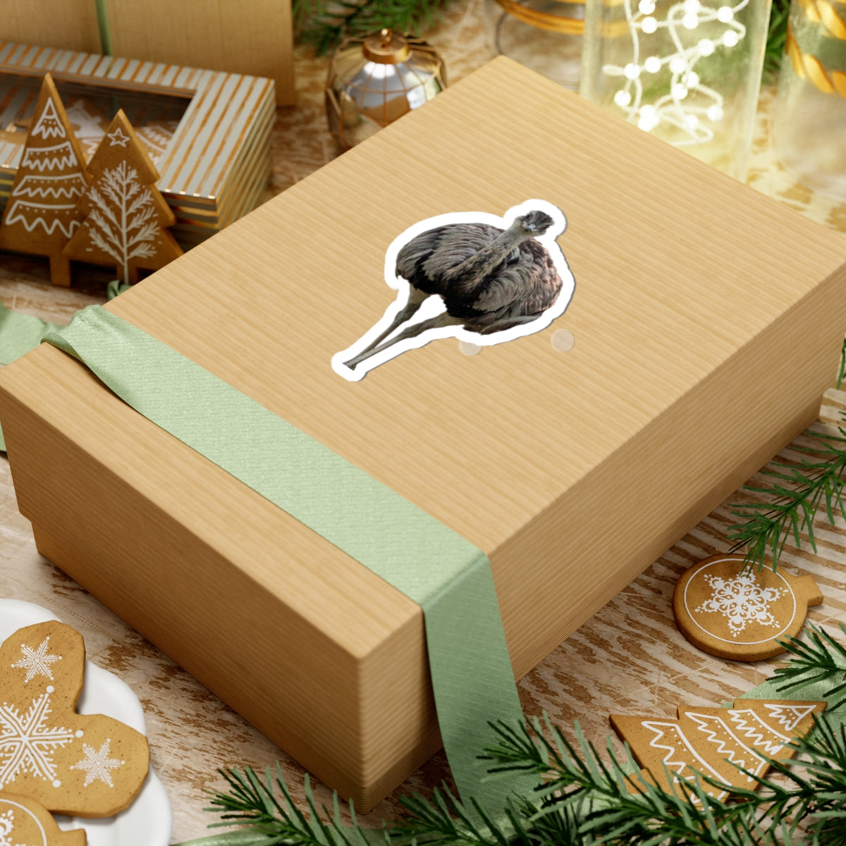 Ostrich Kiss-Cut Sticker — Realistic Bird Laptop Decal