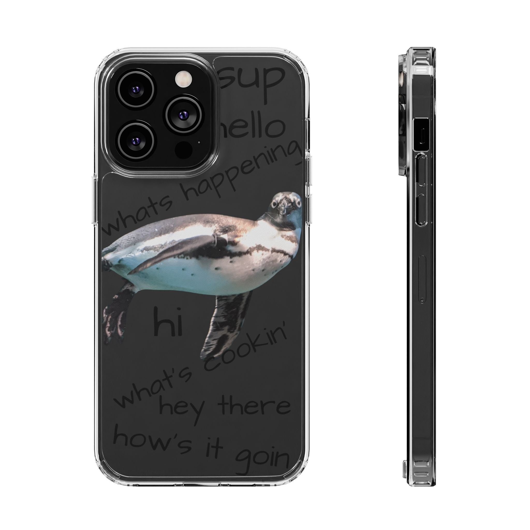 Clear Penguin iPhone Case — Cute Floating Penguin Wildlife Design, Impact-Resistant Clear Phone Cover, Bird Lover Gift